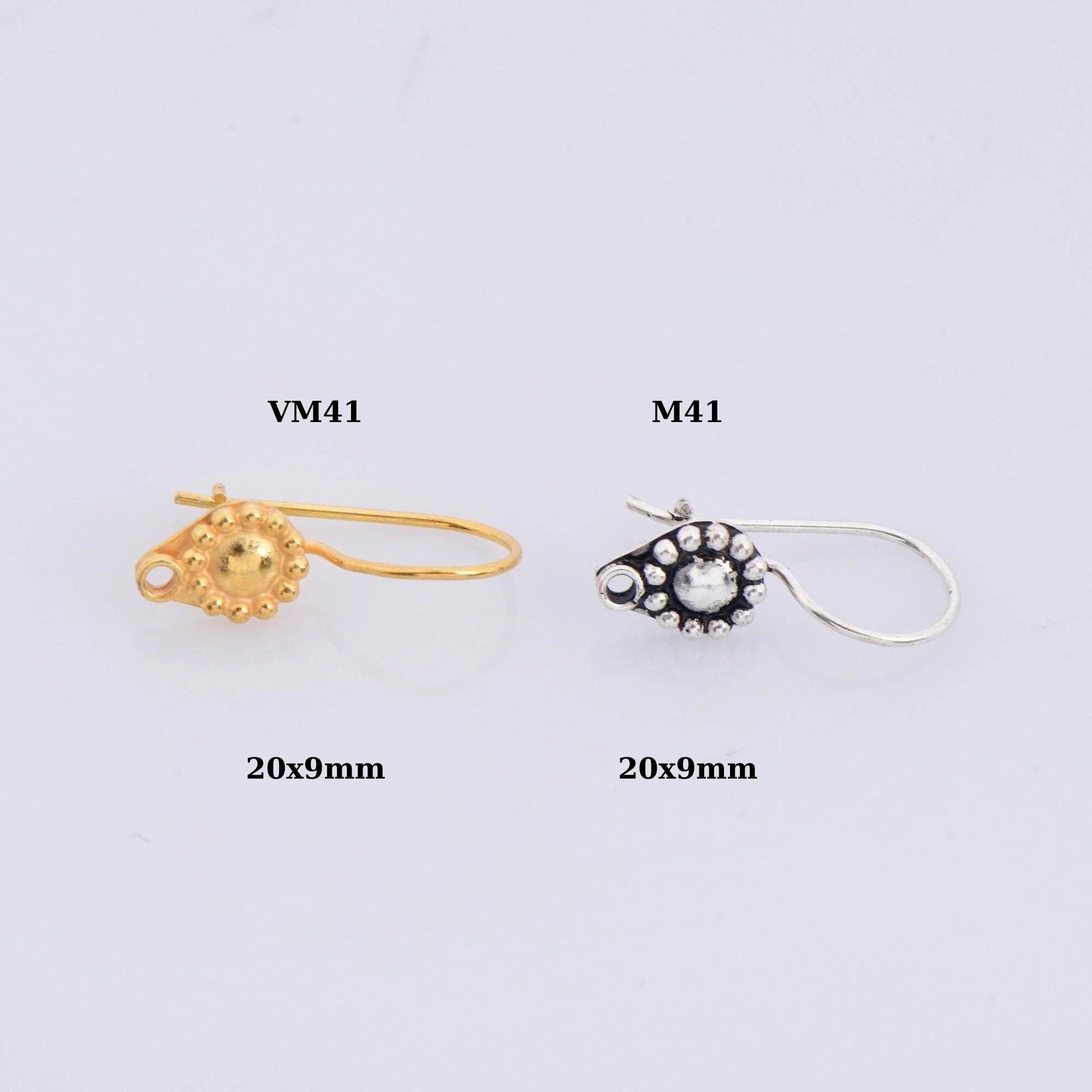 24K Gold Vermeil and 925 Sterling Silver Ear Wires, Earring Hooks, Flower Ear Wires, Earrings Making Supply, Jewelry Findings, M41/VM41