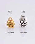 24K Gold Vermeil and 925 Silver Flower Ear Post, Flower Earring Studs with Loop, Gold Plated Earring Posts, Jewelry Making Findings, MVM51