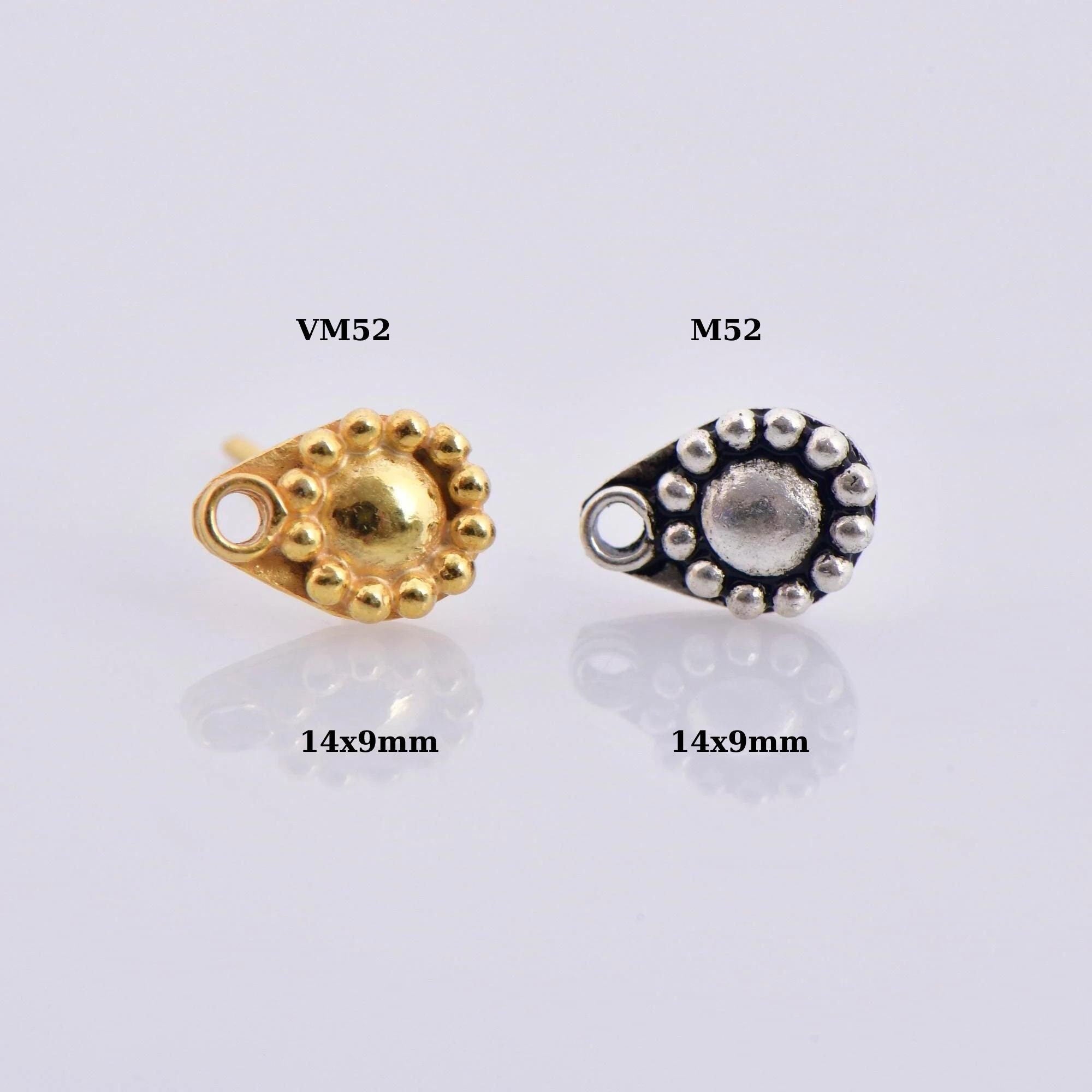 24K Gold Vermeil and 925 Silver Flower Ear Post, Flower Earring Studs with Loop, Gold Plated Earring Posts, Jewelry Making Findings, MVM52