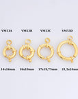 24K Gold Vermeil Spring Ring Clasp, Solid Silver Spring Clasps with Open Loop, 24K Gold Plated Trigger Spring Clasp, Jewelry Findings, VM53D