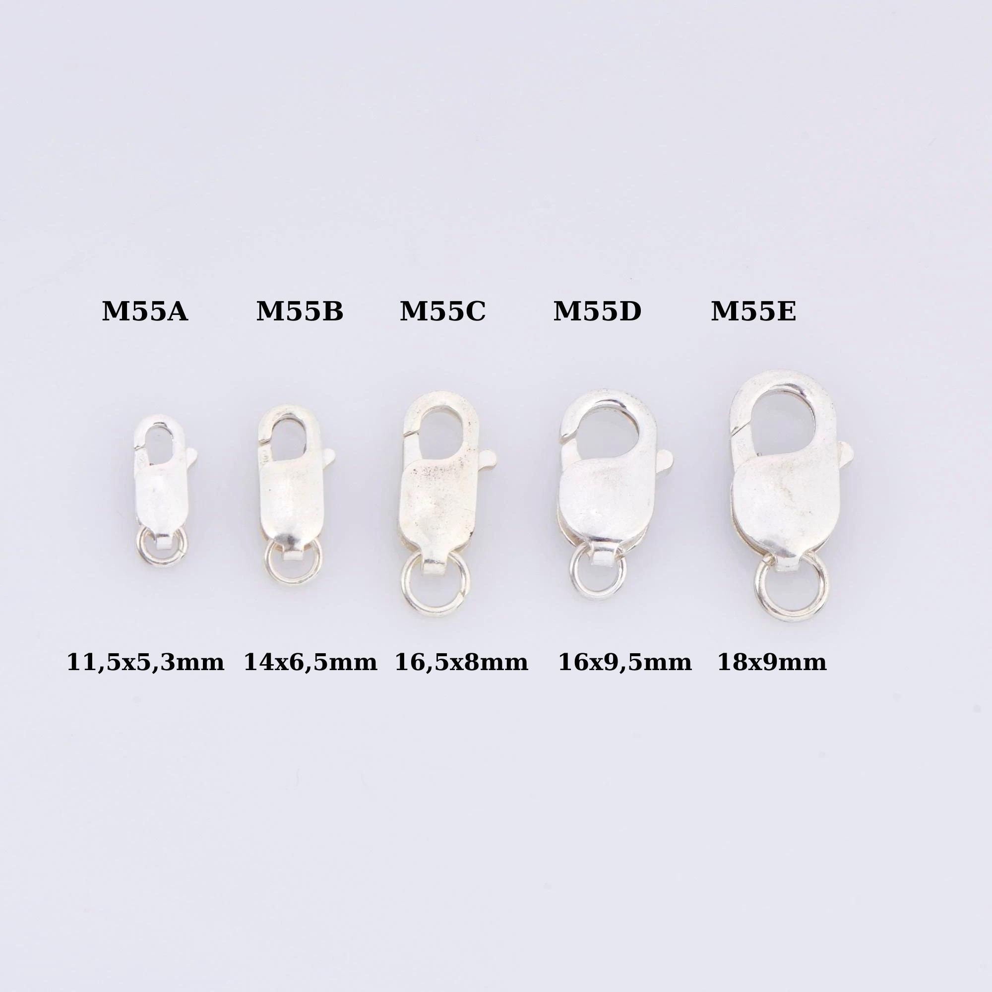 925 Sterling Silver Lobster Clasp, Solid Silver Trigger Clasp, Silver Spring Clasp, Jewelry Making Supplies, Jewelry Making Findings, M55A-E