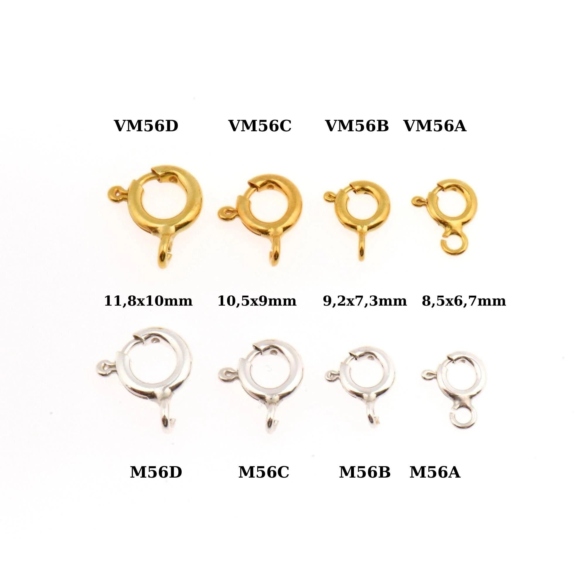 24K Gold Vermeil & 925 Silver Round Clasps, Solid Silver Round Trigger Clasp, Plated Round Spring Clasp, Jewelry Finding, M/VM56