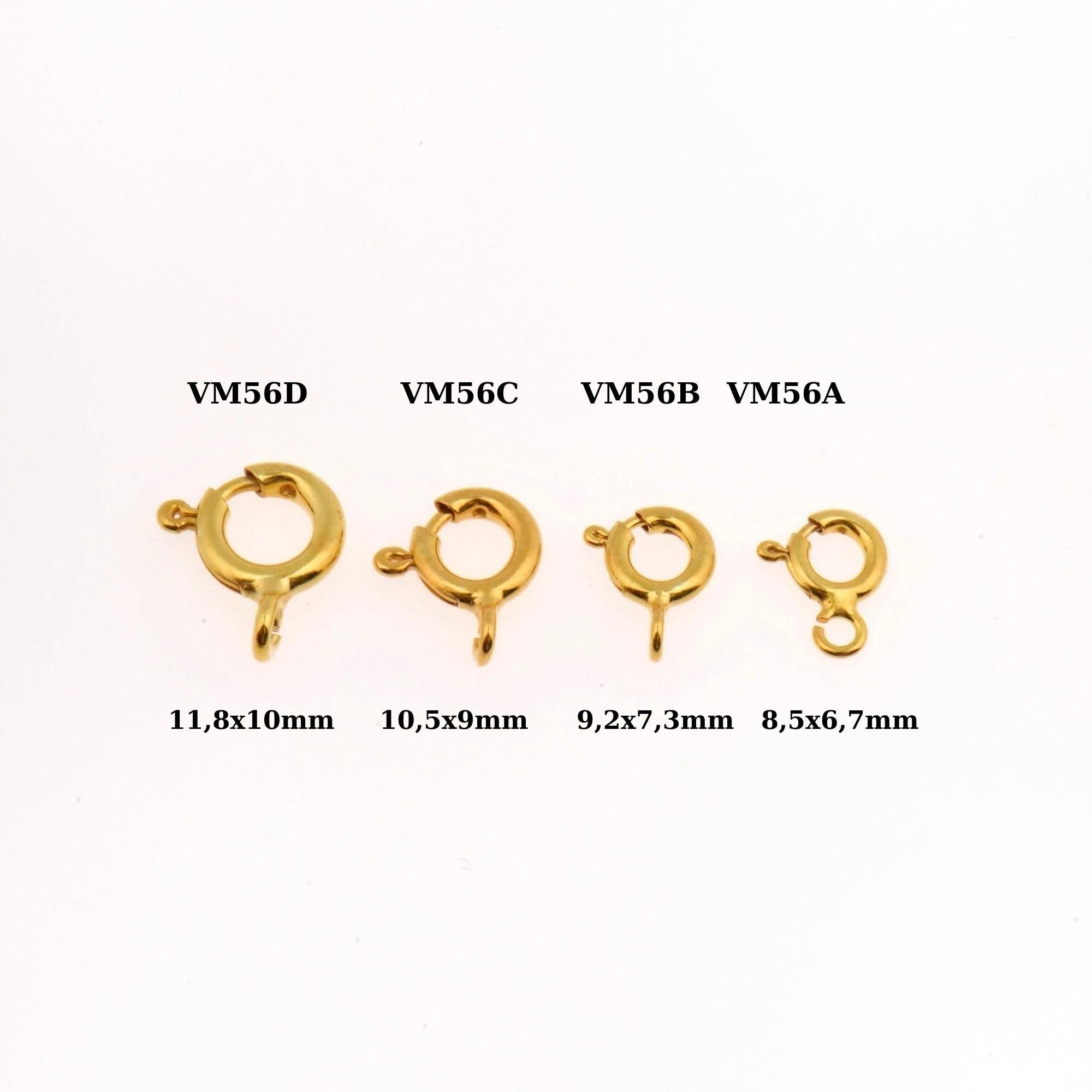 24K Gold Vermeil Round Clasps, 925 Solid Silver Round Trigger Clasp, Plated Round Spring Clasp, Jewelry Supply, Jewelry Findings, VM56A-D