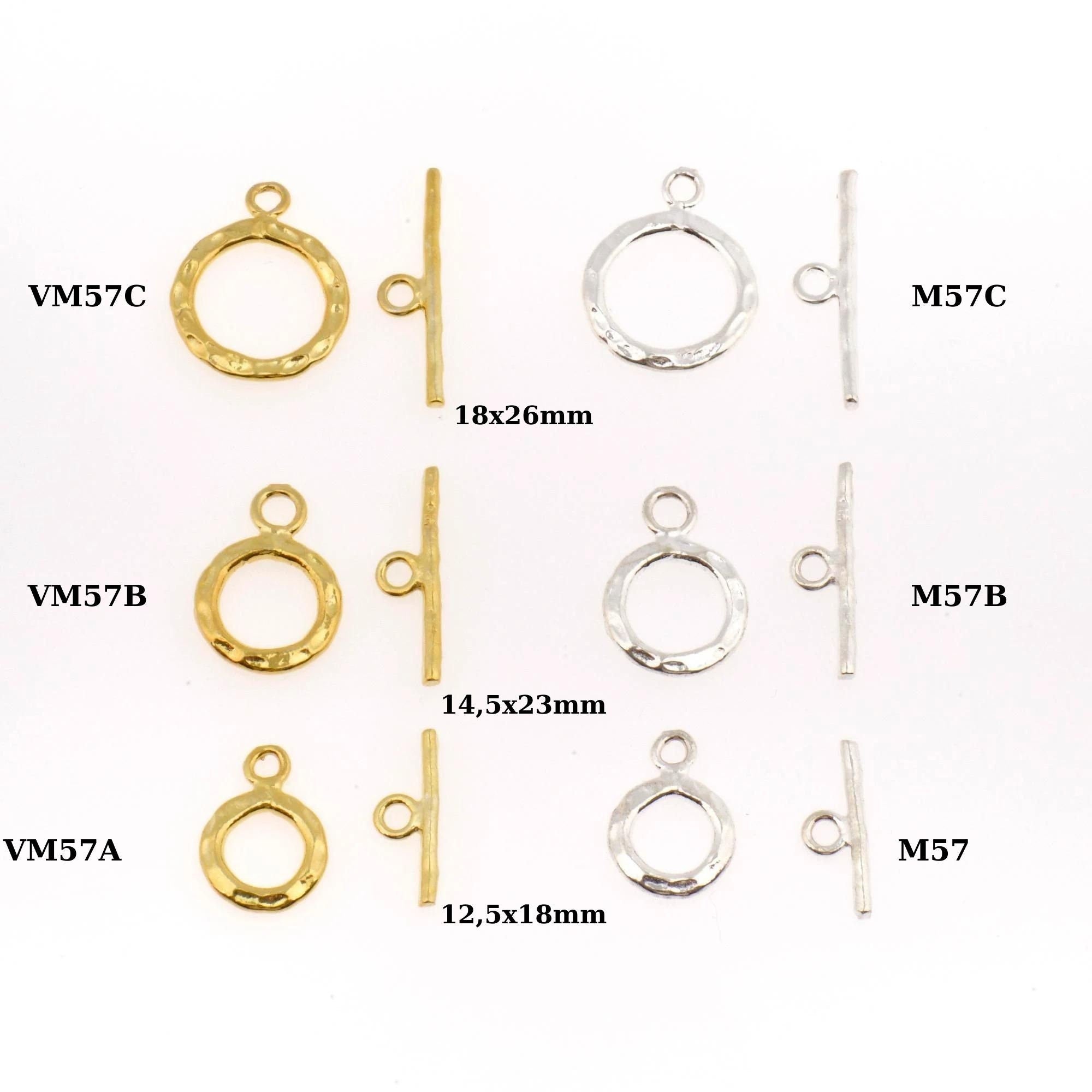 24K Gold Vermeil & 925 Silver Toggle Clasps, Silver Toggle Clasp, Plated Organic Toggle Clasp Set, Jewelry Supply, Jewelry Findings, MV/M57