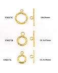 24K Gold Vermeil Toggle Clasps, 925 Solid Silver Toggle Clasp, Plated Organic Toggle Clasp Set, Jewelry Supply, Jewelry Findings, VM57A-C