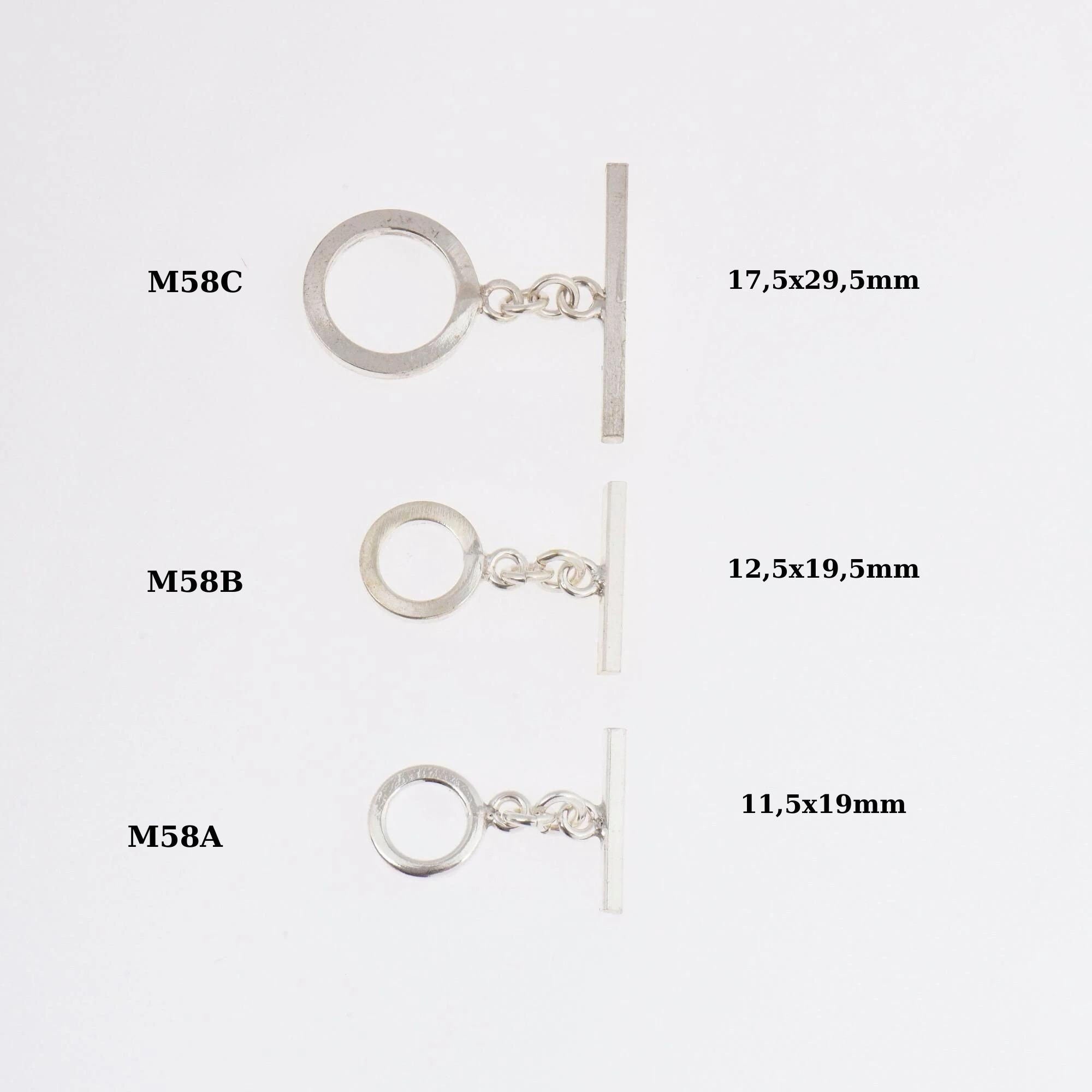 925 Silver Toggle Clasps, Solid Silver Toggle Clasp, Silver Plain Toggle Clasp Set, Jewelry Making Supplies, Jewelry Findings, M58A-C