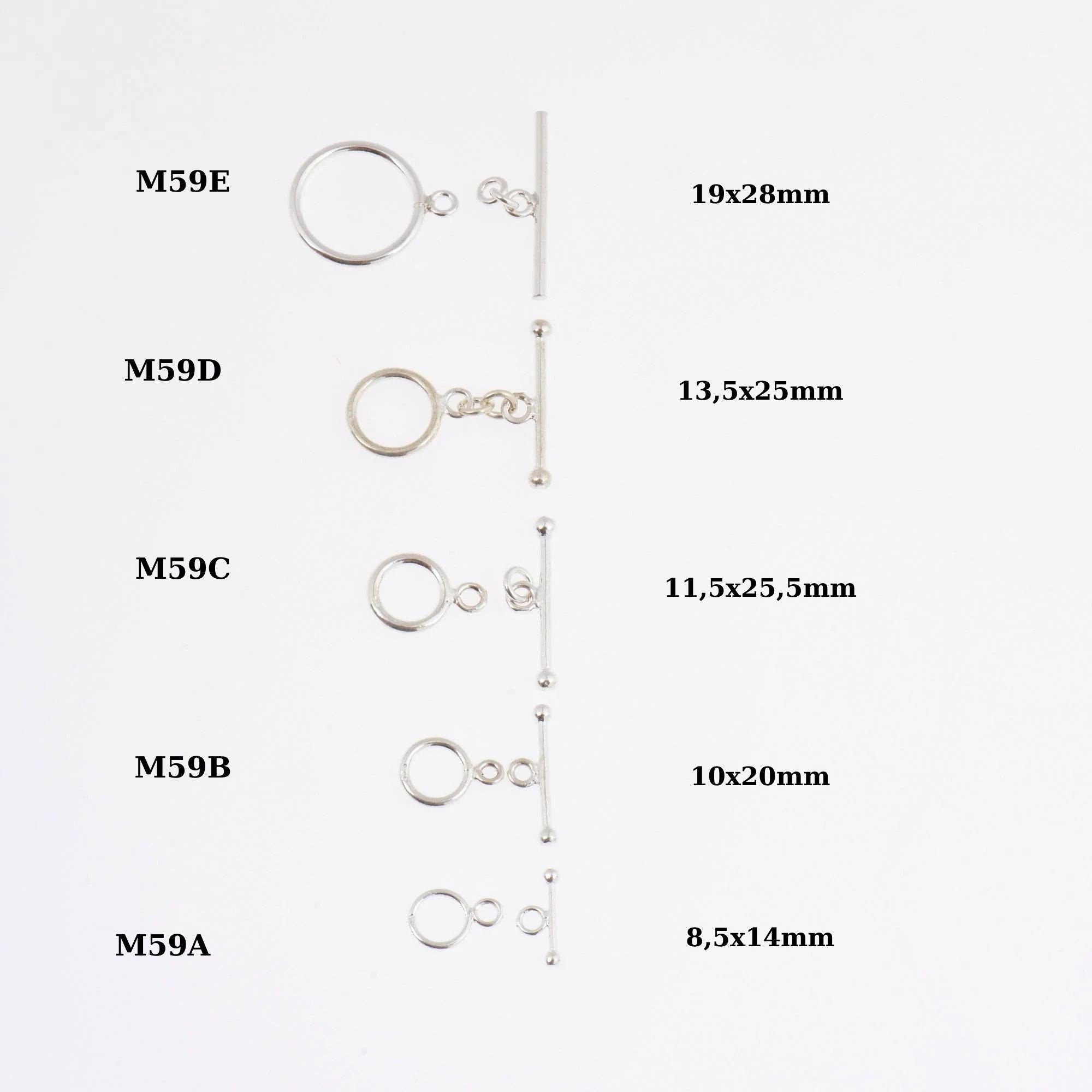 925 Sterling Silver Toggle Clasps, Solid Silver Toggle Clasp, Silver Plain Toggle Clasp Set, Jewelry Supplies, Jewelry Findings, M59A-E