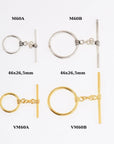 24K Gold Vermeil & 925 Silver Toggle Clasps, Silver Toggle Clasp, Gold Plated Antique Toggle Clasp Set, Jewelry Supply, M/VM60A-B