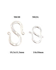 925 Sterling Silver S Clasps, Silver Hook Clasps, Solid Silver Connectors, Jewelry Making Supplies, Silver Jewelry Findings, M63A\B