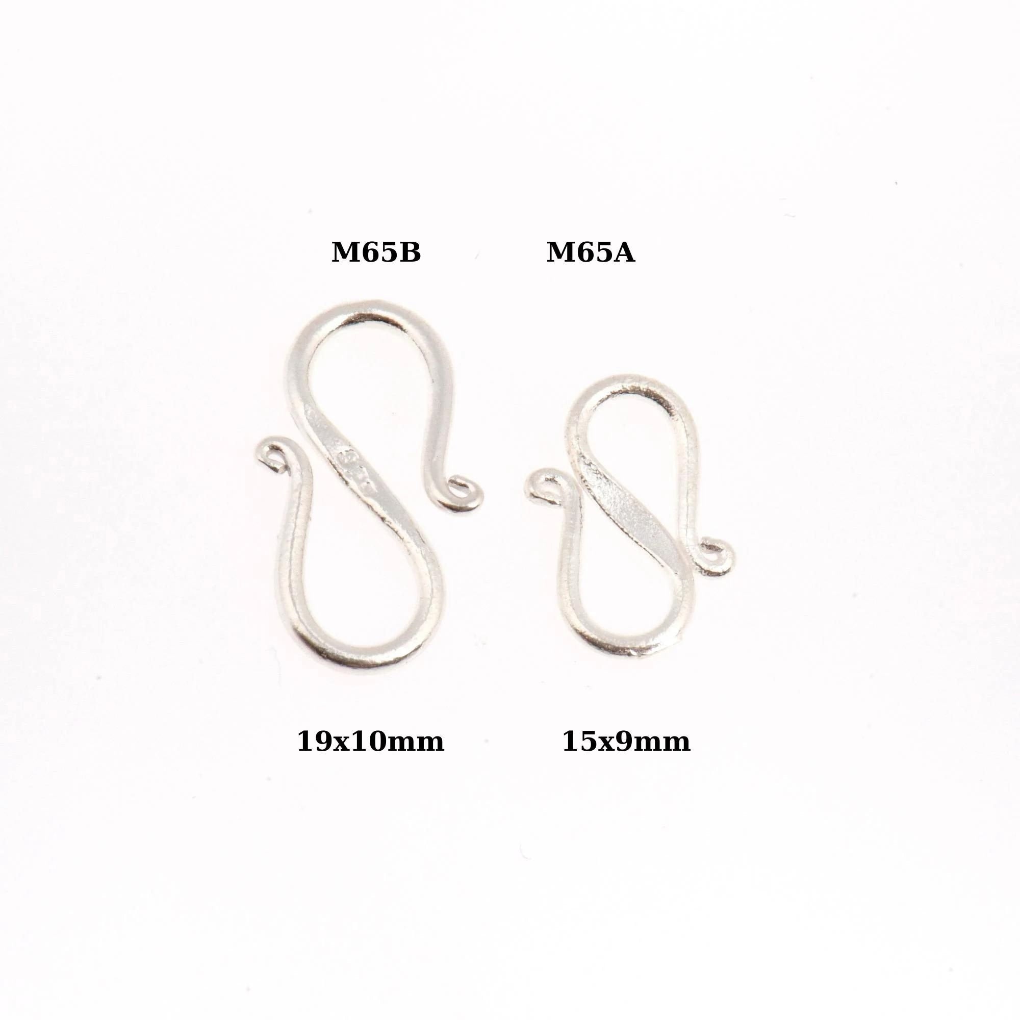 925 Sterling Silver S Clasps, Silver Hook Clasps, Antique Solid Silver Connectors, Jewelry Making Supplies, Silver Jewelry Findings, M65A-B