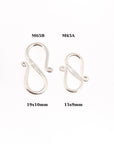 925 Sterling Silver S Clasps, Silver Hook Clasps, Antique Solid Silver Connectors, Jewelry Making Supplies, Silver Jewelry Findings, M65A-B