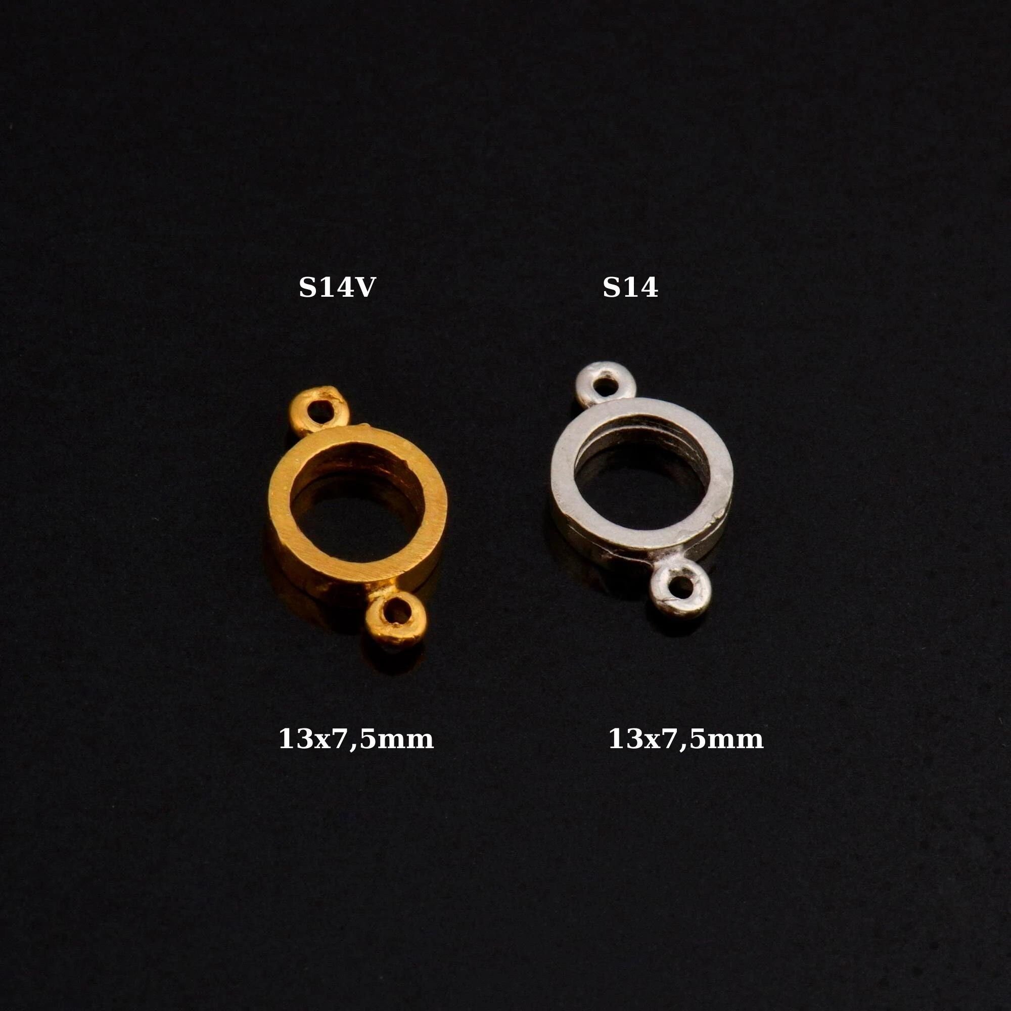 925 Sterling Silver & 24K Gold Vermeil Circle Connector Charms, Bezel Connector Charm, Round Connector Charm, Jewelry Making, S14V\S14