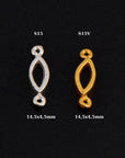 925 Sterling Silver & 24K Gold Vermeil Oval Connector Charms, Oval Blank Connector Charms, Connectors for Jewelry Making, S15V\S15
