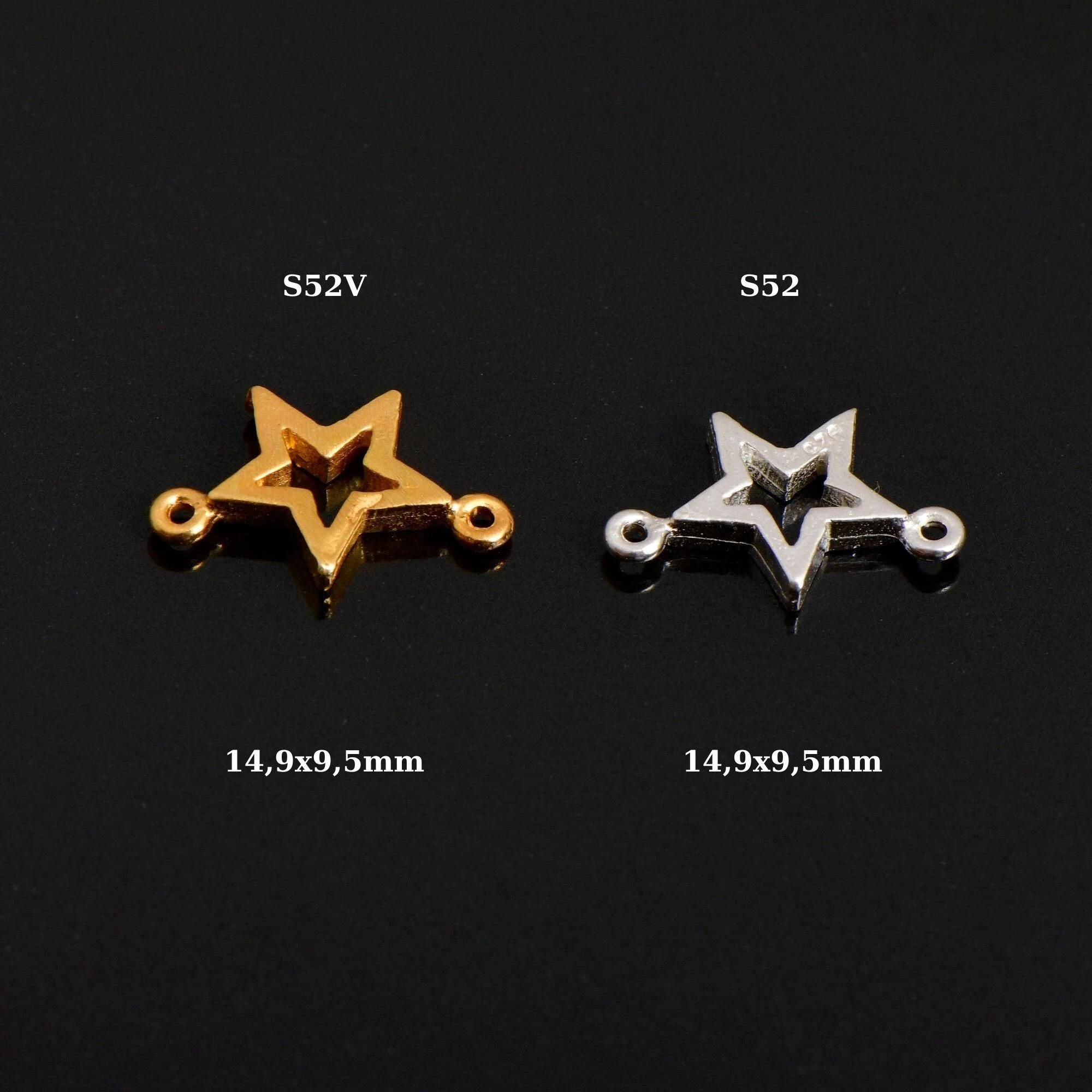 925 Sterling Silver & 24K Gold Vermeil Star Connector Charms, Star Shape Connector, Connector For Jewelry Making, S52V/S52