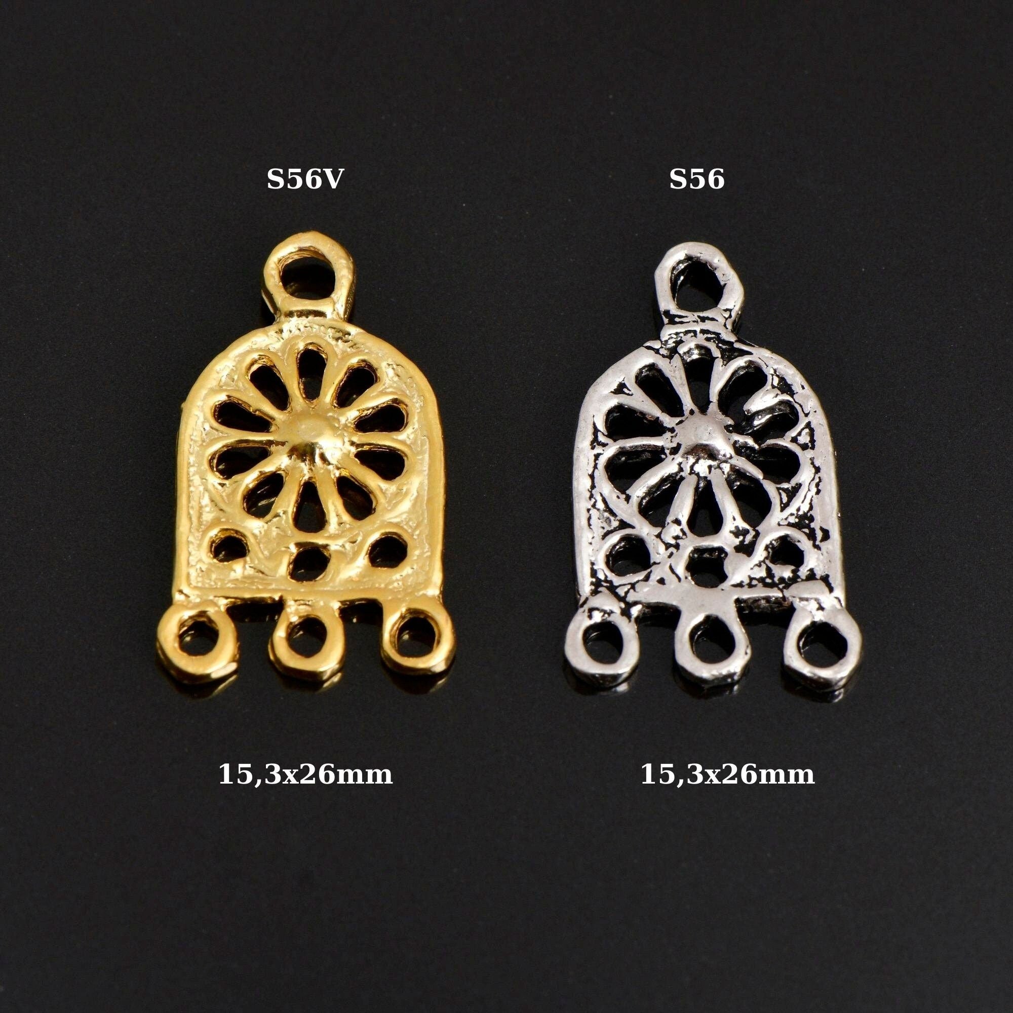 925 Sterling Silver & 24K Gold Vermeil Chandelier Component for Earring, Pendant, Chandelier Connector, Jewelry Finding, SV56/S56