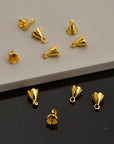 24K Gold Vermeil Peg Bail Hand Made Bead Caps for Half Drilled Beads, 925 Silver Bead Caps in 24K Gold, Jewelry Supplies, VM75