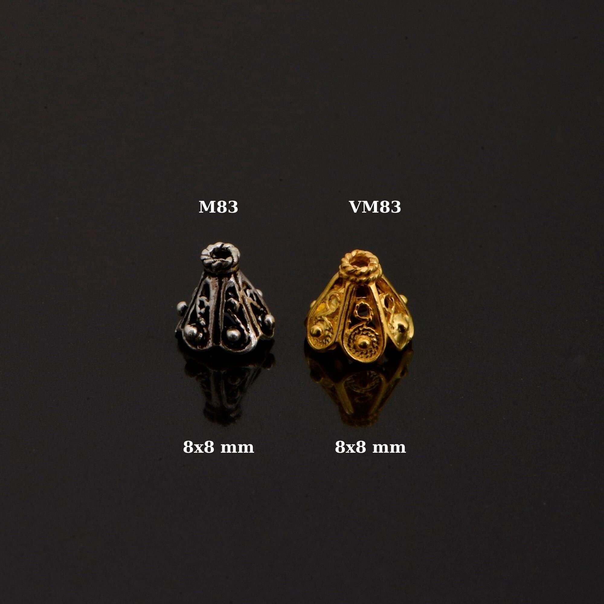 24K Gold Vermeil and 925 Silver Filigree Bead Caps, Handmade Bead Caps, Flower Bead Caps, Spacer Bead Caps, Jewelry Supplies, M/VM83