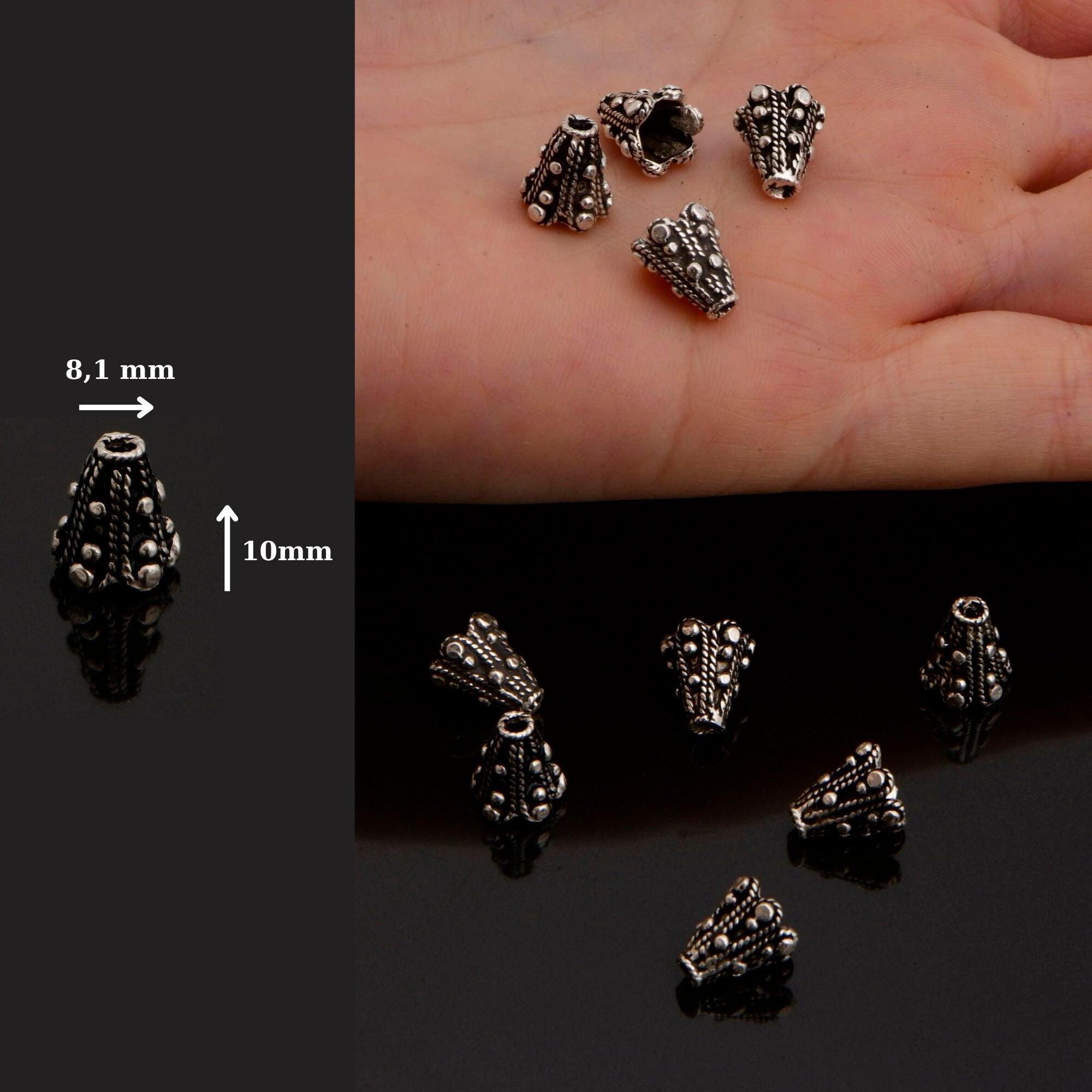 925 Sterling Silver Filigree Bead Caps, Handmade Silver Bead Caps, Solid Silver Bead Caps, Spacer Bead Caps, Jewelry Supply, M84