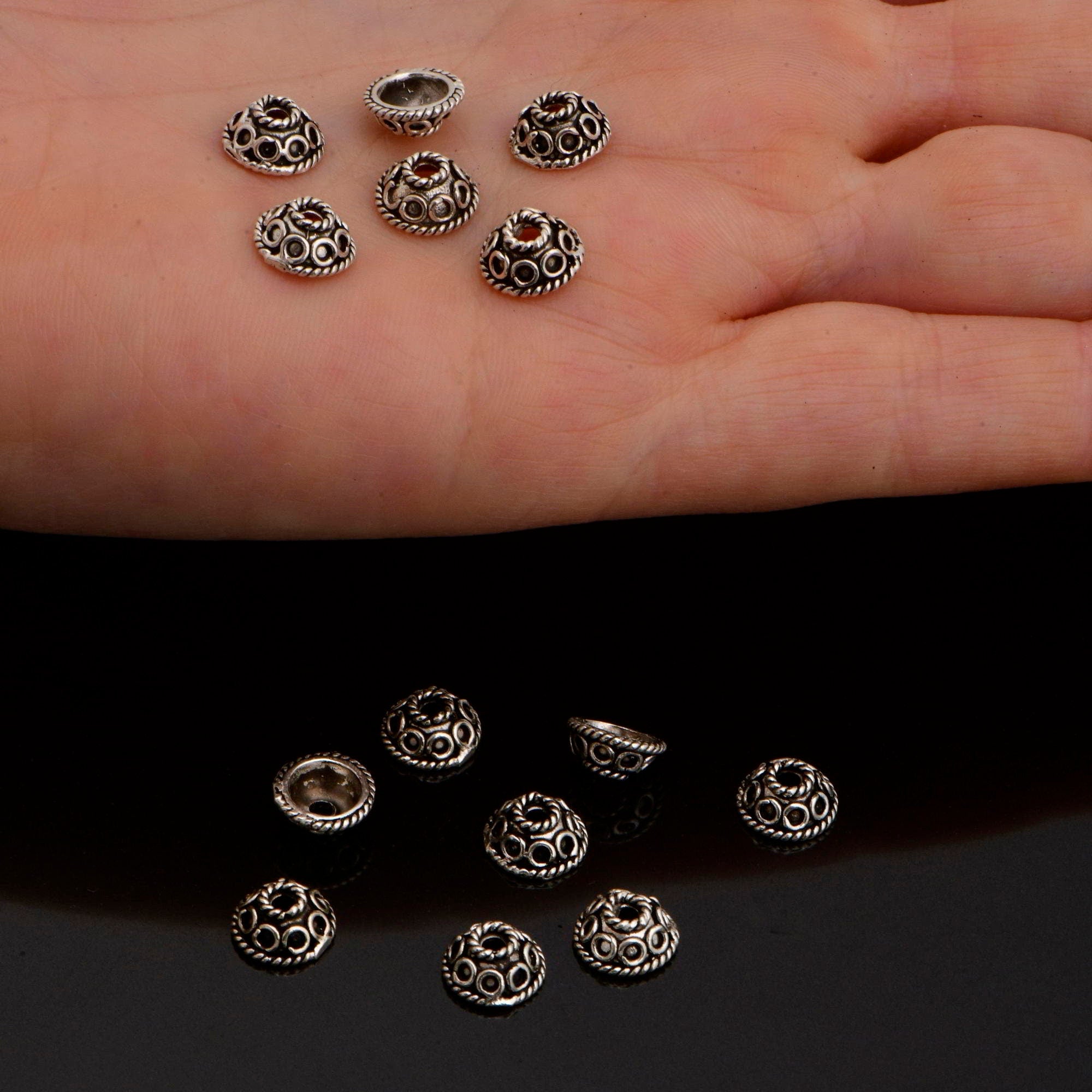 925 Sterling Silver Filigree Bead Caps, Handmade Silver Bead Caps, Solid Silver Bead Caps, Spacer Bead Caps, Jewelry Supply, M86