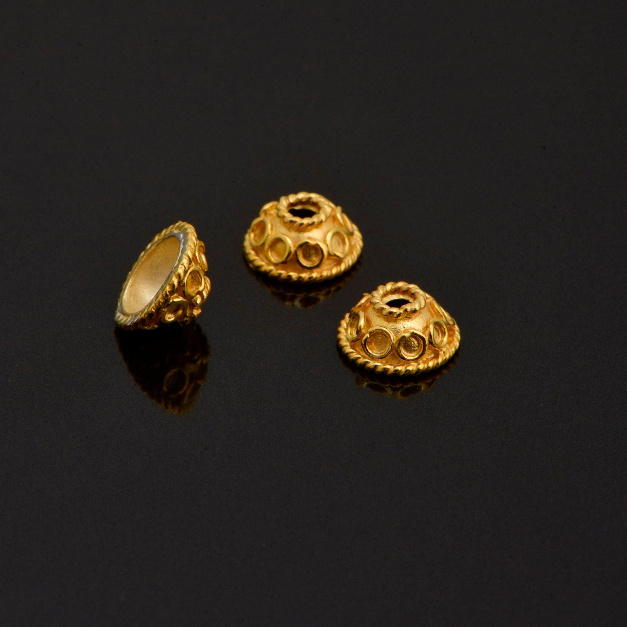 24K Gold Vermeil and 925 Silver Filigree Bead Caps, Handmade Silver Bead Caps, Gold Bead Caps, Spacer Bead Caps, Jewelry Supplies, M/VM86