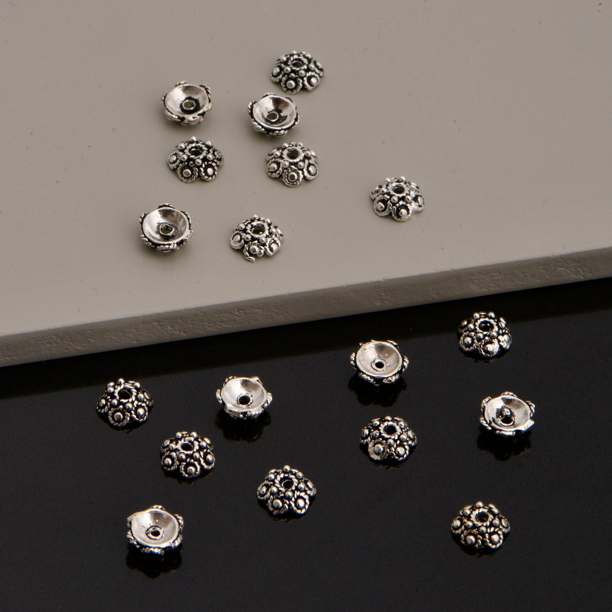 925 Sterling Silver Filigree Bead Caps, Handmade Silver Bead Caps, Solid Silver Bead Caps, Spacer Bead Caps, Jewelry Supply, M87