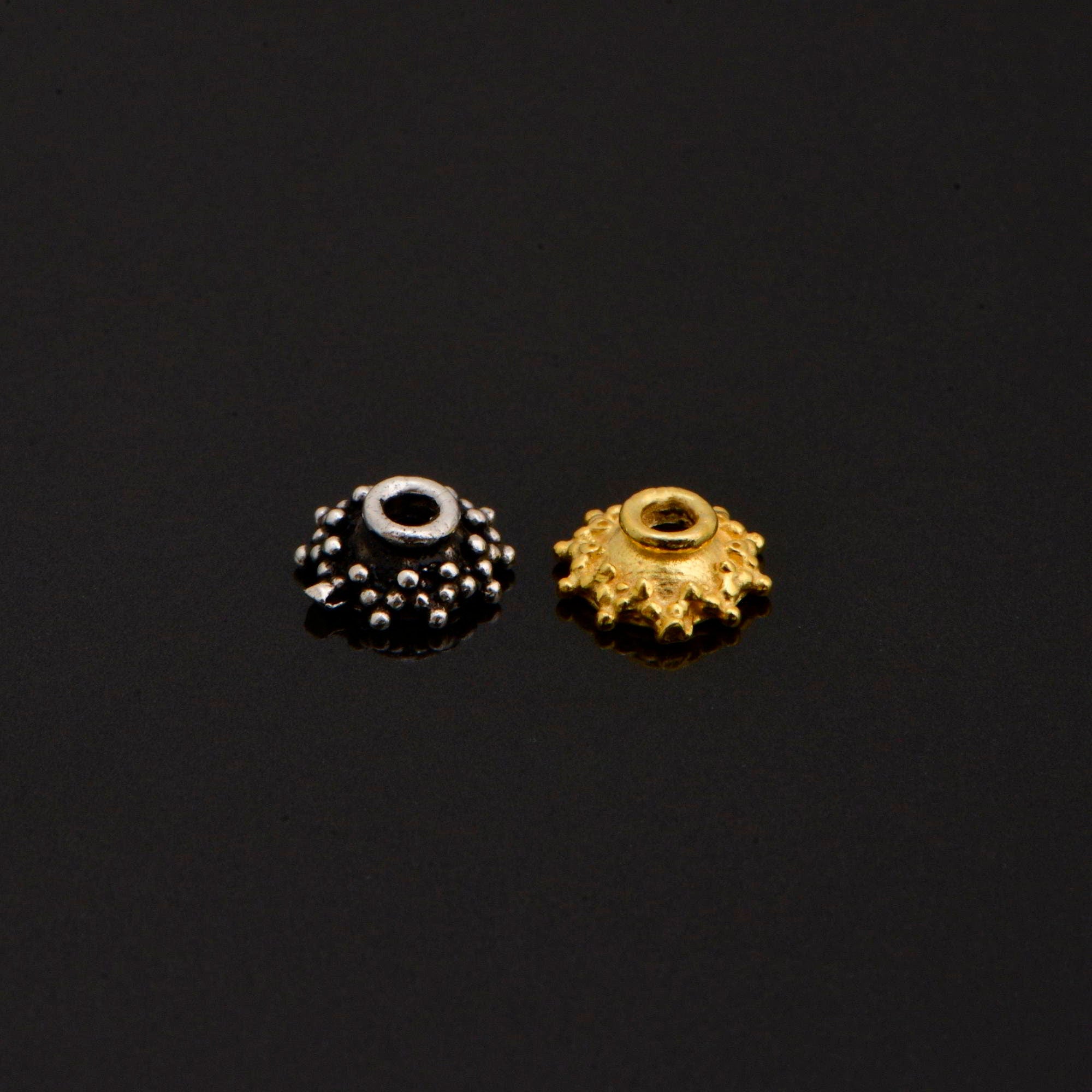24K Gold Vermeil and 925 Silver Filigree Bead Caps, Handmade Silver Bead Caps, Gold Bead Caps, Spacer Bead Caps, Jewelry Supplies, M/VM88