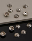 925 Sterling Silver Handmade Bead Caps, Studded Solid Silver Bead Caps, 925 Silver Bead Caps, Jewelry Supplies, M89
