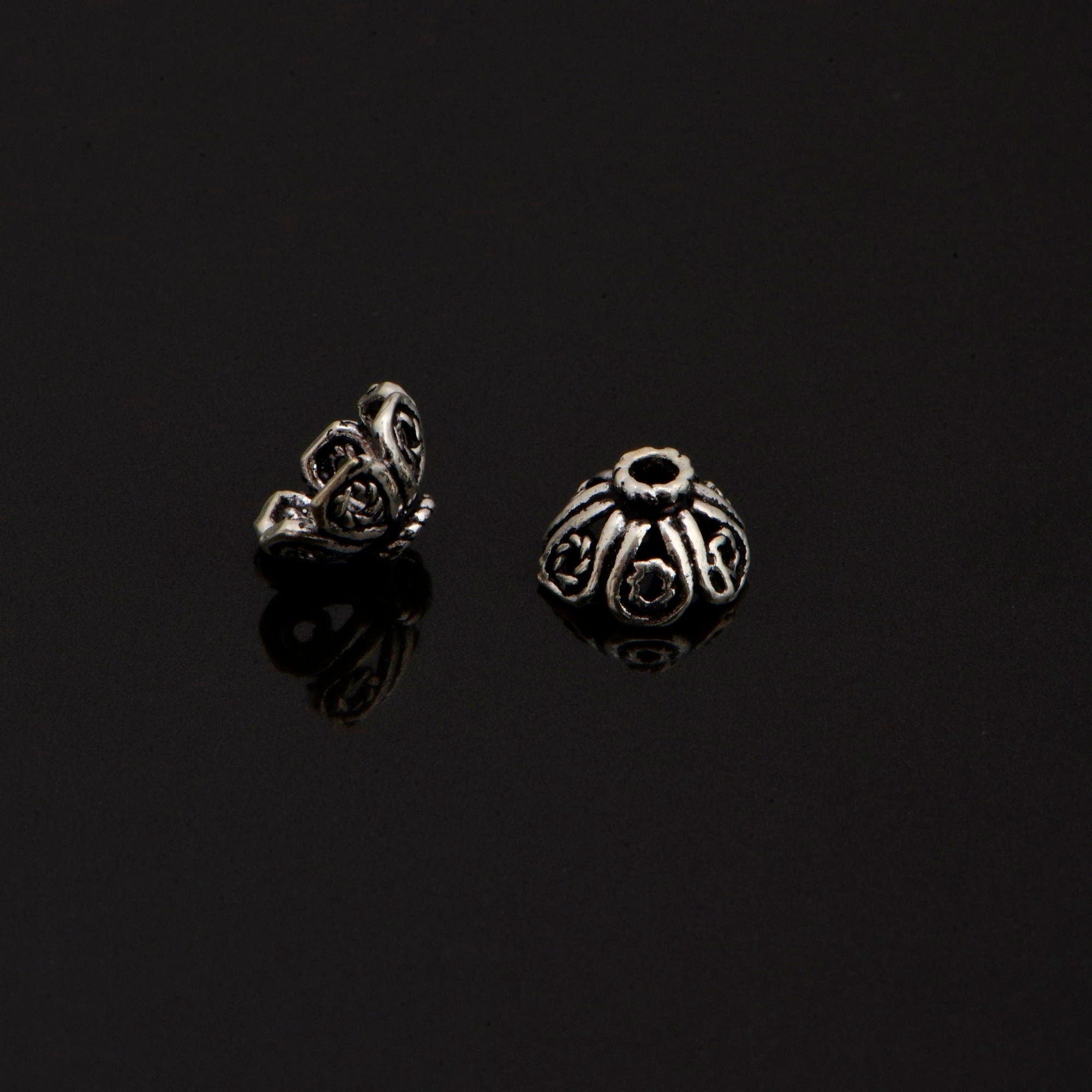 925 Sterling Silver Filigree Bead Caps, Handmade Silver Bead Caps, Solid Silver Bead Caps, Spacer Bead Caps, Jewelry Supply, M90