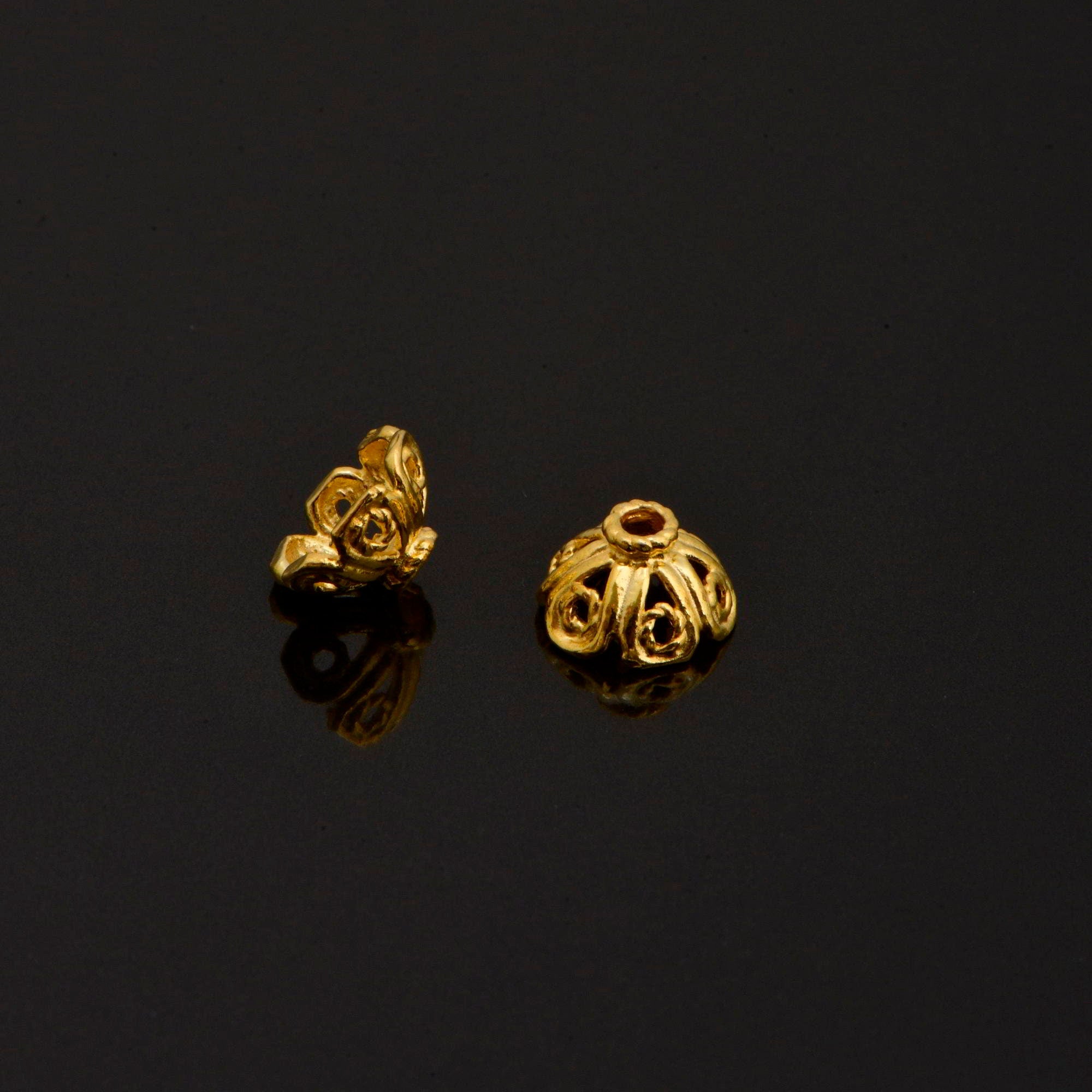 24K Gold Vermeil and 925 Silver Filigree Bead Caps, Handmade Silver Bead Caps, Gold Bead Caps, Spacer Bead Caps, Jewelry Supplies, M/VM90