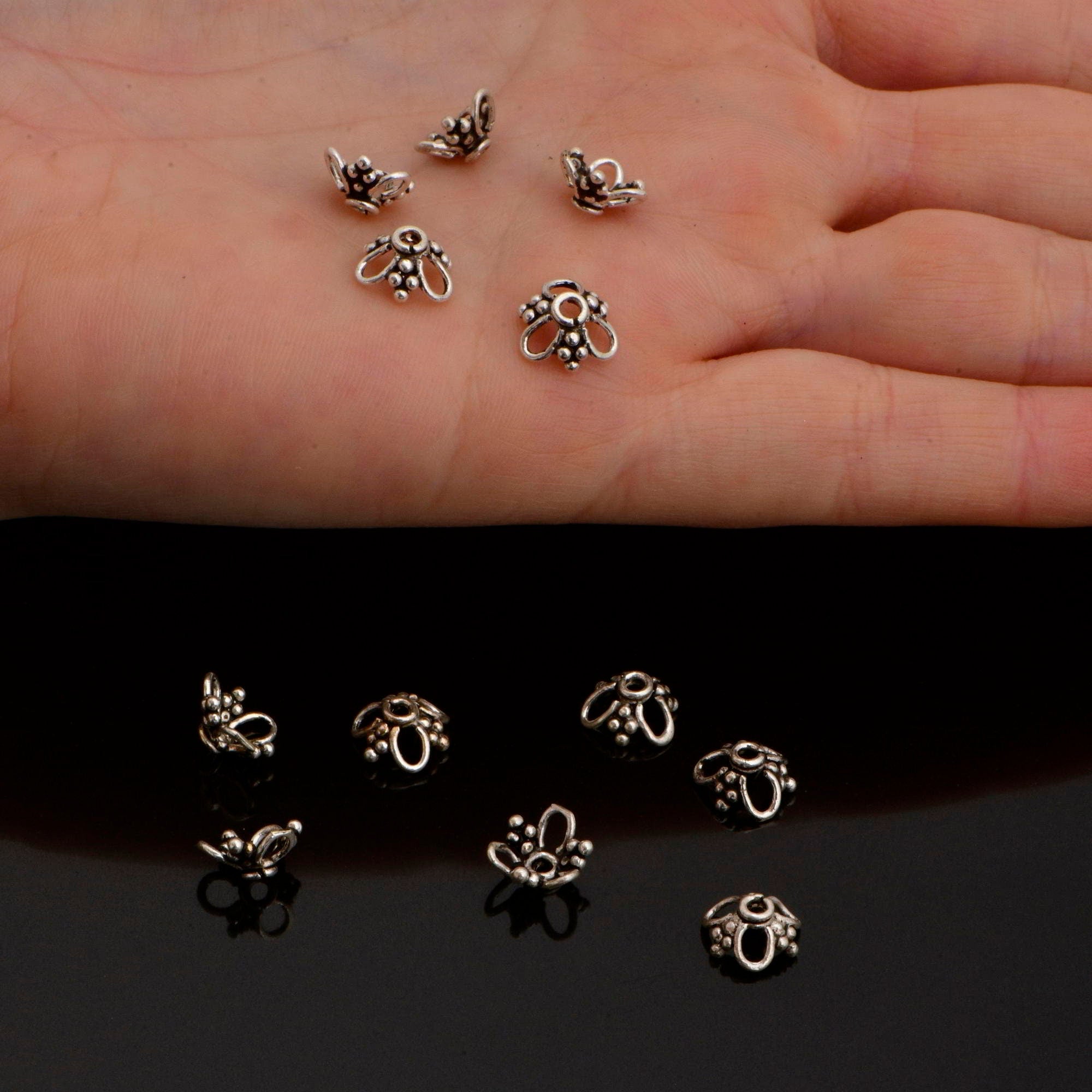 24K Gold Vermeil and 925 Silver Filigree Bead Caps, Handmade Silver Bead Caps, Gold Bead Caps, Spacer Bead Caps, Jewelry Supplies, M/VM91