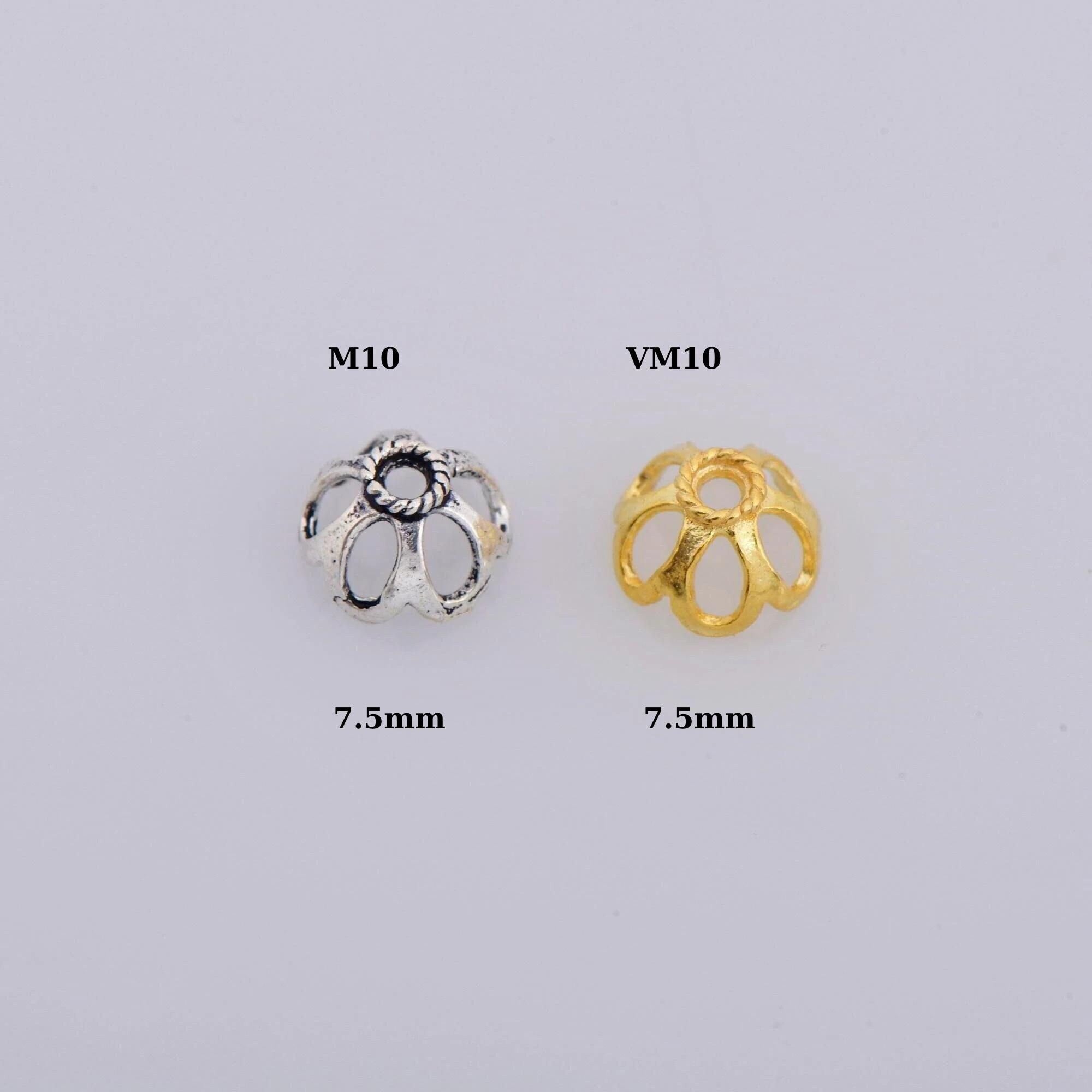 925 Sterling Silver & 24K Gold Vermeil 7.5mm Bead Caps, Silver Bead Caps in Gold, Gold Plated Bead Caps, Jewelry Spacer Bead Caps, VM10/M10