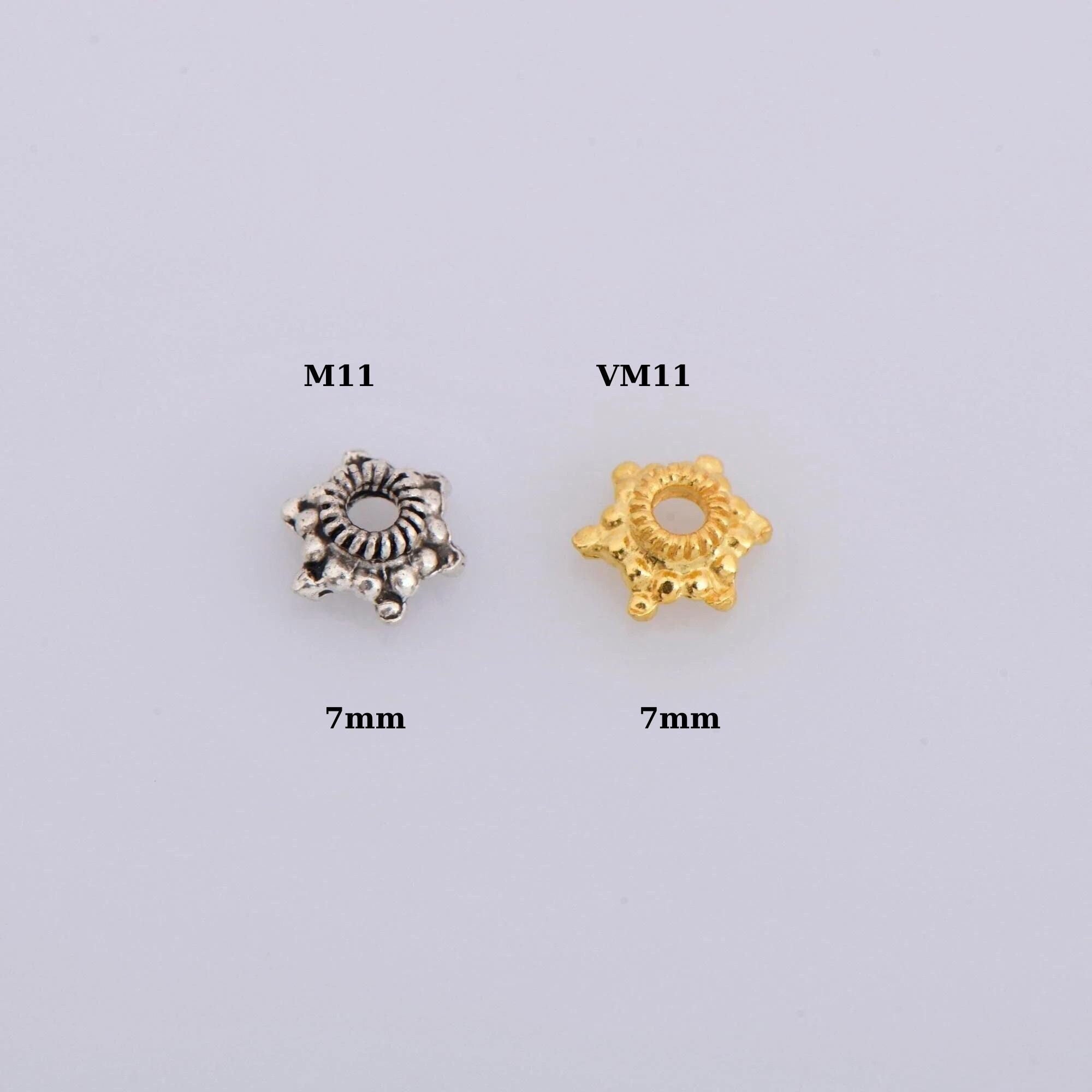 925 Sterling Silver & 24K Gold Vermeil 7.5mm Bead Caps, Silver Bead Caps in Gold, Gold Plated Bead Caps, Jewelry Spacer Bead Caps, VM11/M11
