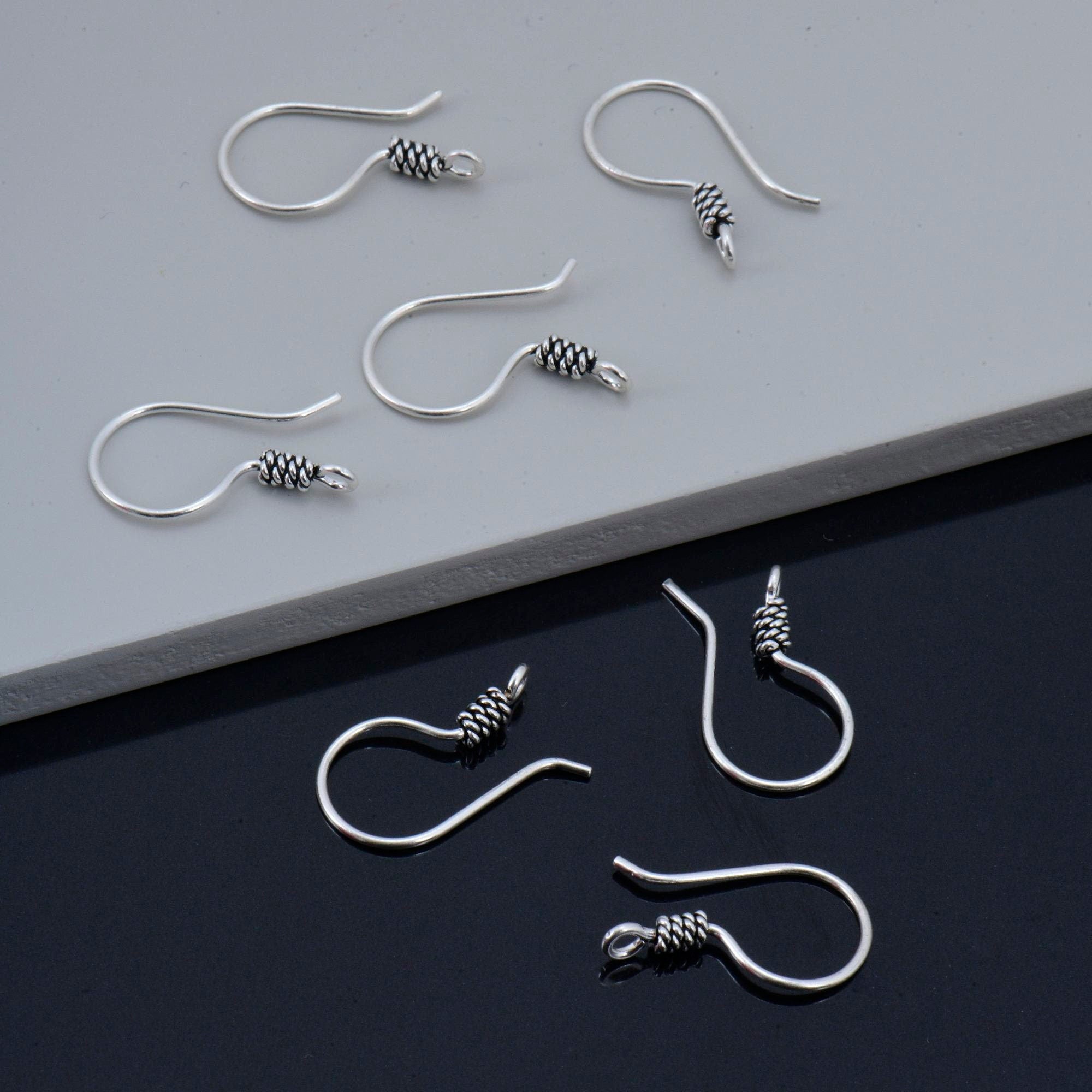 925 Sterling Silver Earring Hooks, Silver Ear Wires, Silver Coiled Ear Wires, Earring Making Supply, Jewelry Making Findings, M45