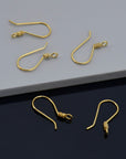 24K Gold Vermeil Earrings, 24K Gold Plated Earring Hooks, 925 Silver Helix Earrings, Earring Making Supply, Jewelry Making Findings, VM45