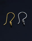 24K Gold Vermeil and 925 Silver Earrings, Plated Earring Hooks, Helix Earrings, Earring Making Supply, Jewelry Making Findings, M45/VM45