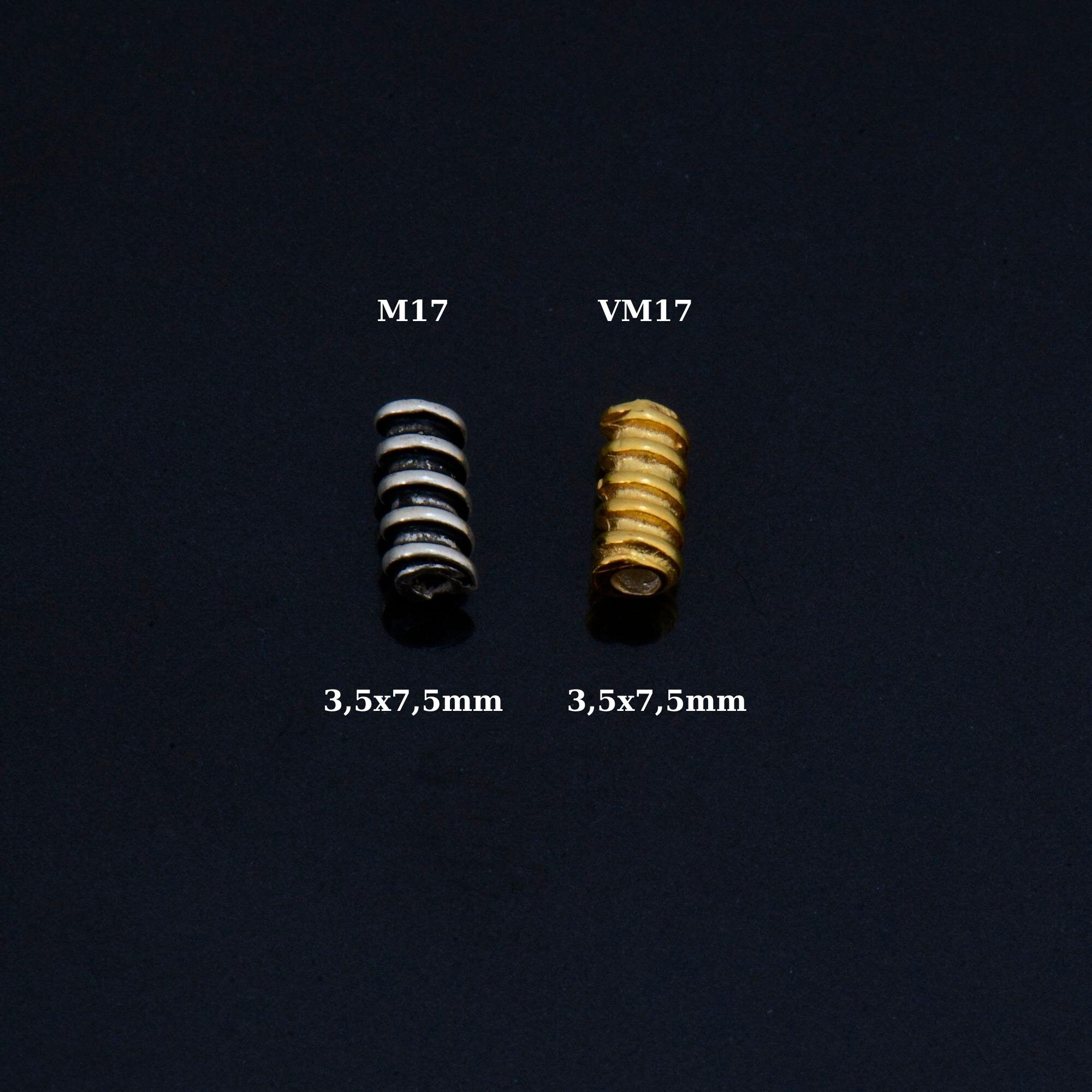 24K Gold Vermeil & 925 Silver Tube Beads, Gold Plated Coiled Tube Beads, Spacer Tube Beads, Silver Tube Beads For Jewelry Making, VM/M17