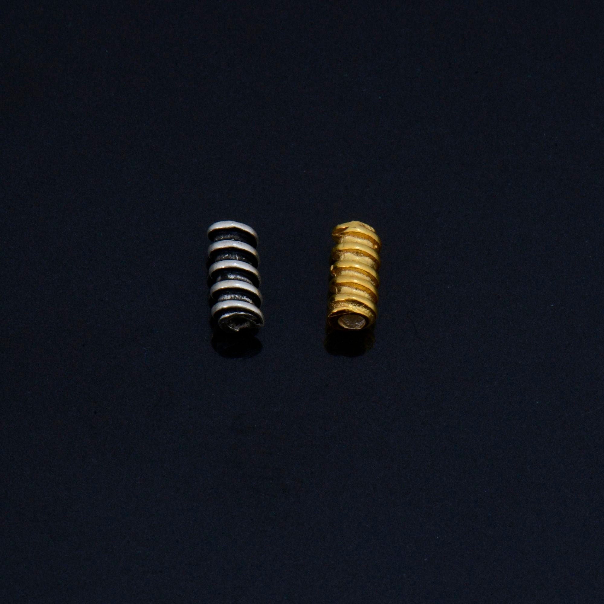 24K Gold Vermeil & 925 Silver Tube Beads, Gold Plated Coiled Tube Beads, Spacer Tube Beads, Silver Tube Beads For Jewelry Making, VM/M17