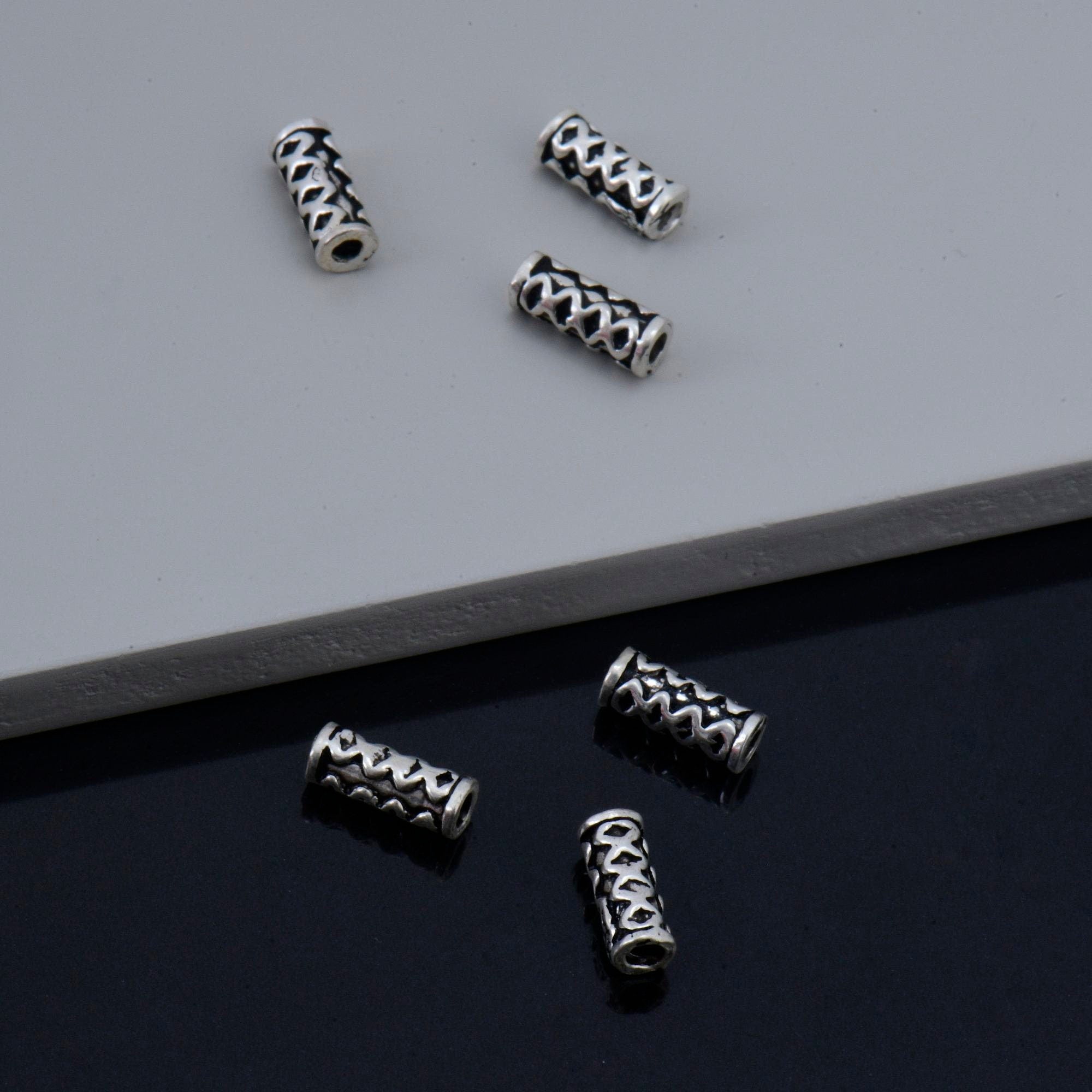 24K Gold Vermeil & 925 Silver Tube Beads, Gold Plated Tribal Tube Beads, Silver Spiral Tube Beads, Tube Beads For Jewelry Making, VM/M18