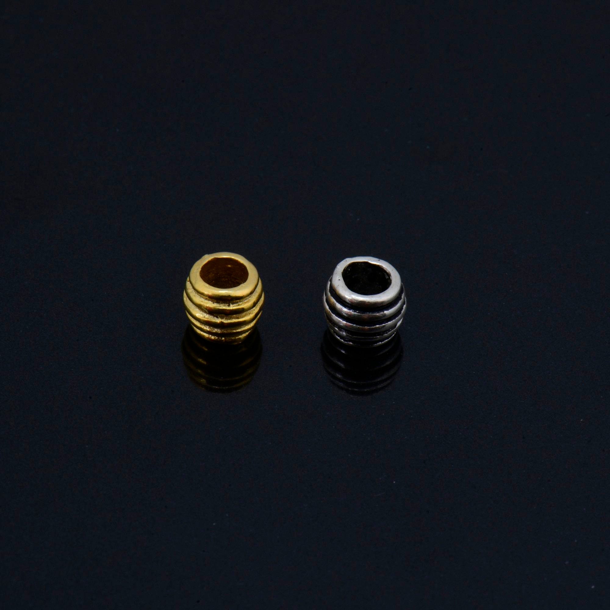 24K Gold Vermeil & 925 Silver Tube Beads, Gold Plated Coiled Tube Beads, Silver Spacer Tube Beads, Tube Beads For Jewelry Making, VM/M19