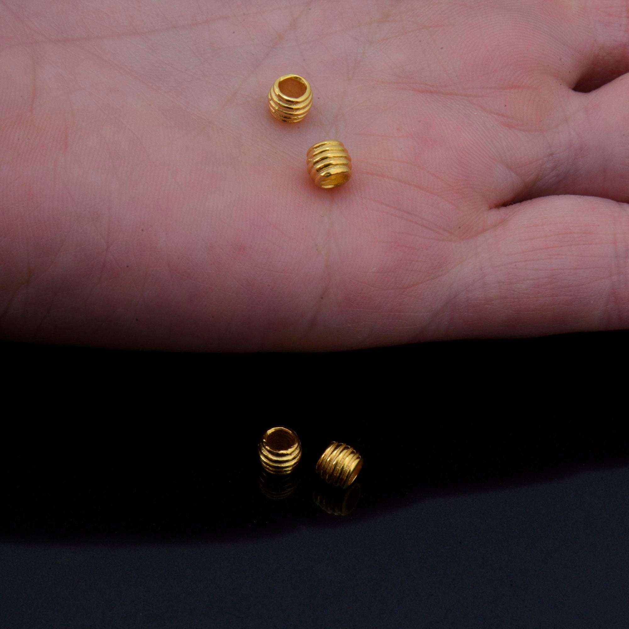 24K Gold Vermeil & 925 Silver Tube Beads, Gold Plated Coiled Tube Beads, Silver Spacer Tube Beads, Tube Beads For Jewelry Making, VM/M19