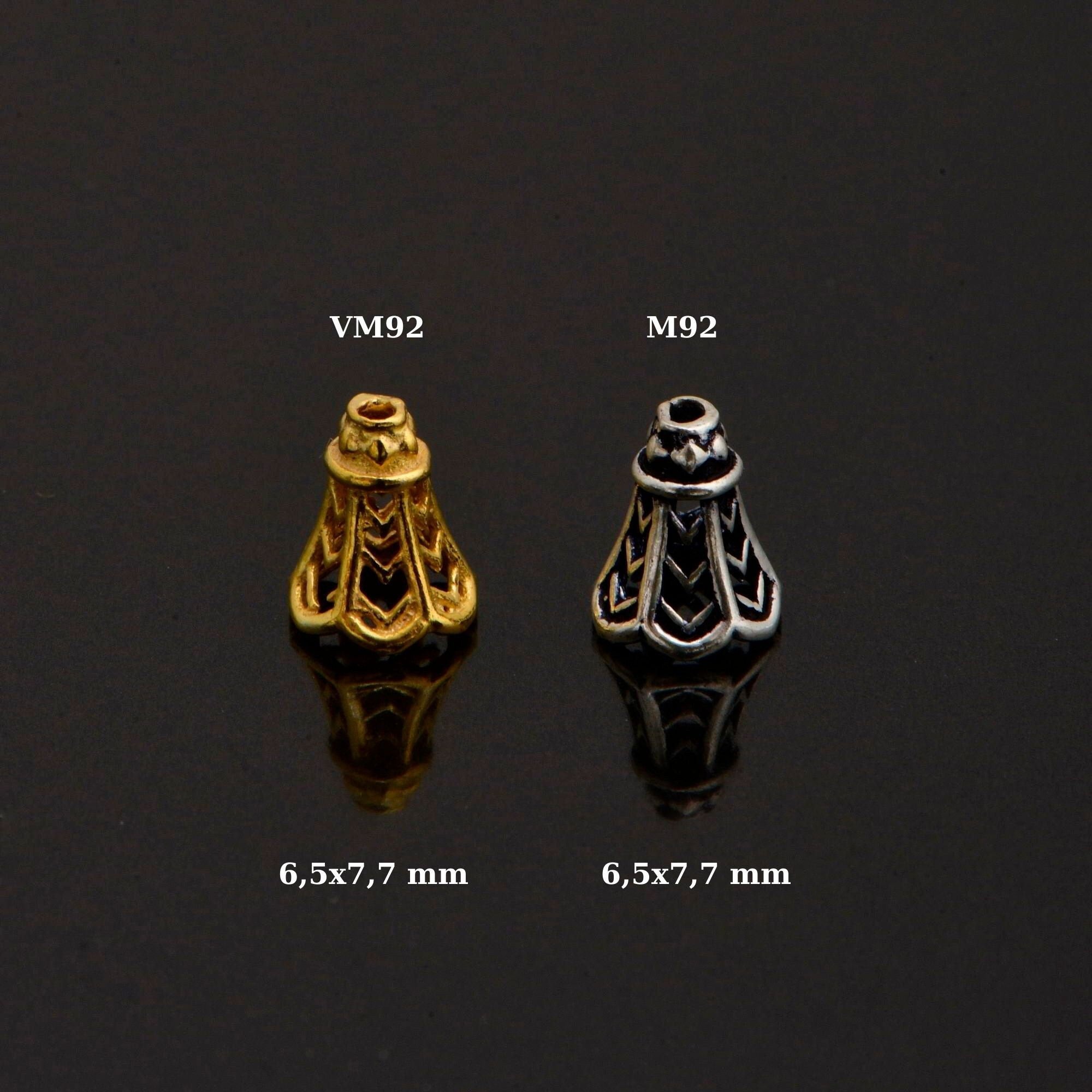24K Gold Vermeil and 925 Silver Filigree Bead Caps, Handmade Silver Bead Caps, Gold Bead Caps, Spacer Bead Caps, Jewelry Supplies, M/VM92