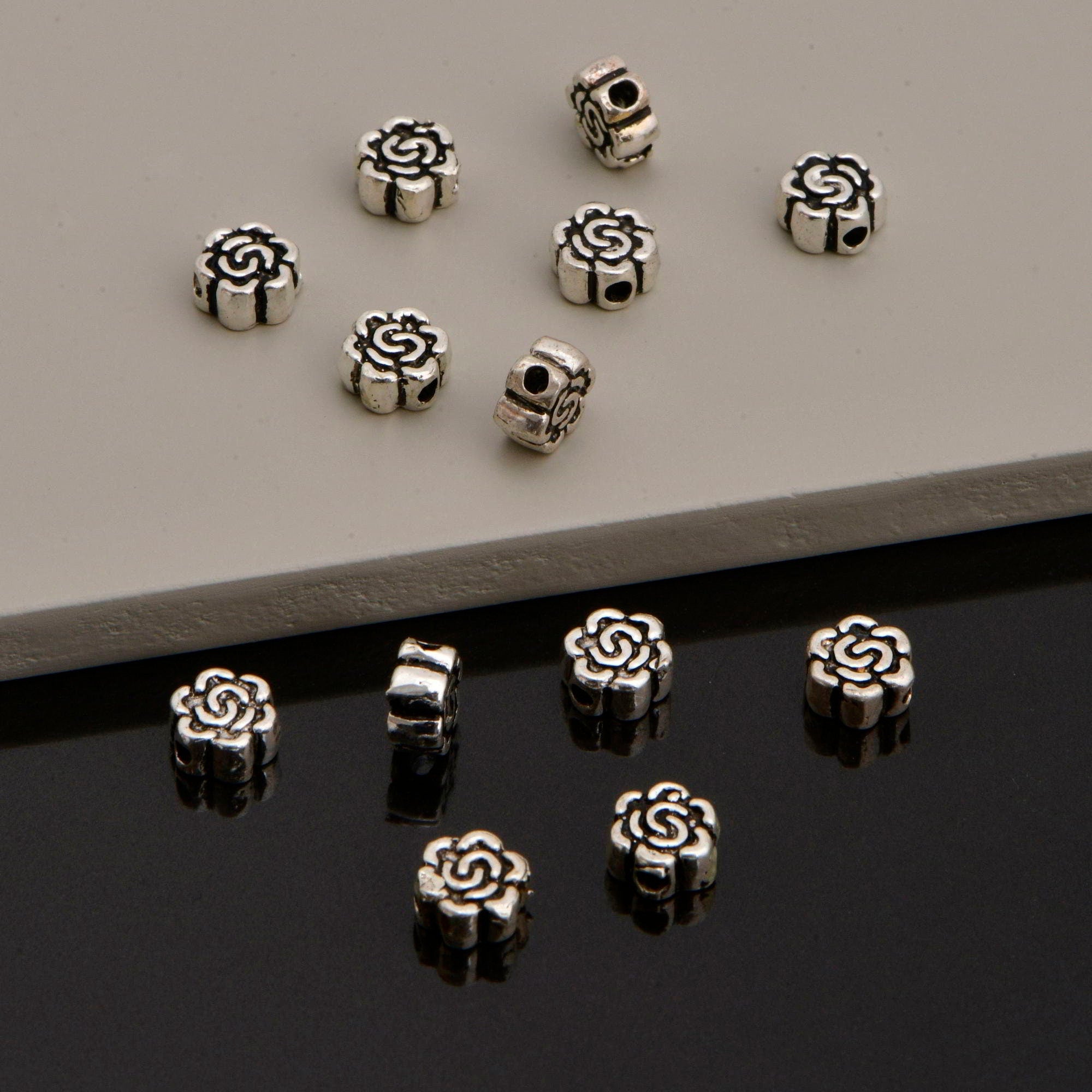 925 Sterling Silver Round Spacer Beads, Handmade Silver Spacer Beads, Solid Silver Spacer Beads, Jewelry Supply, M93