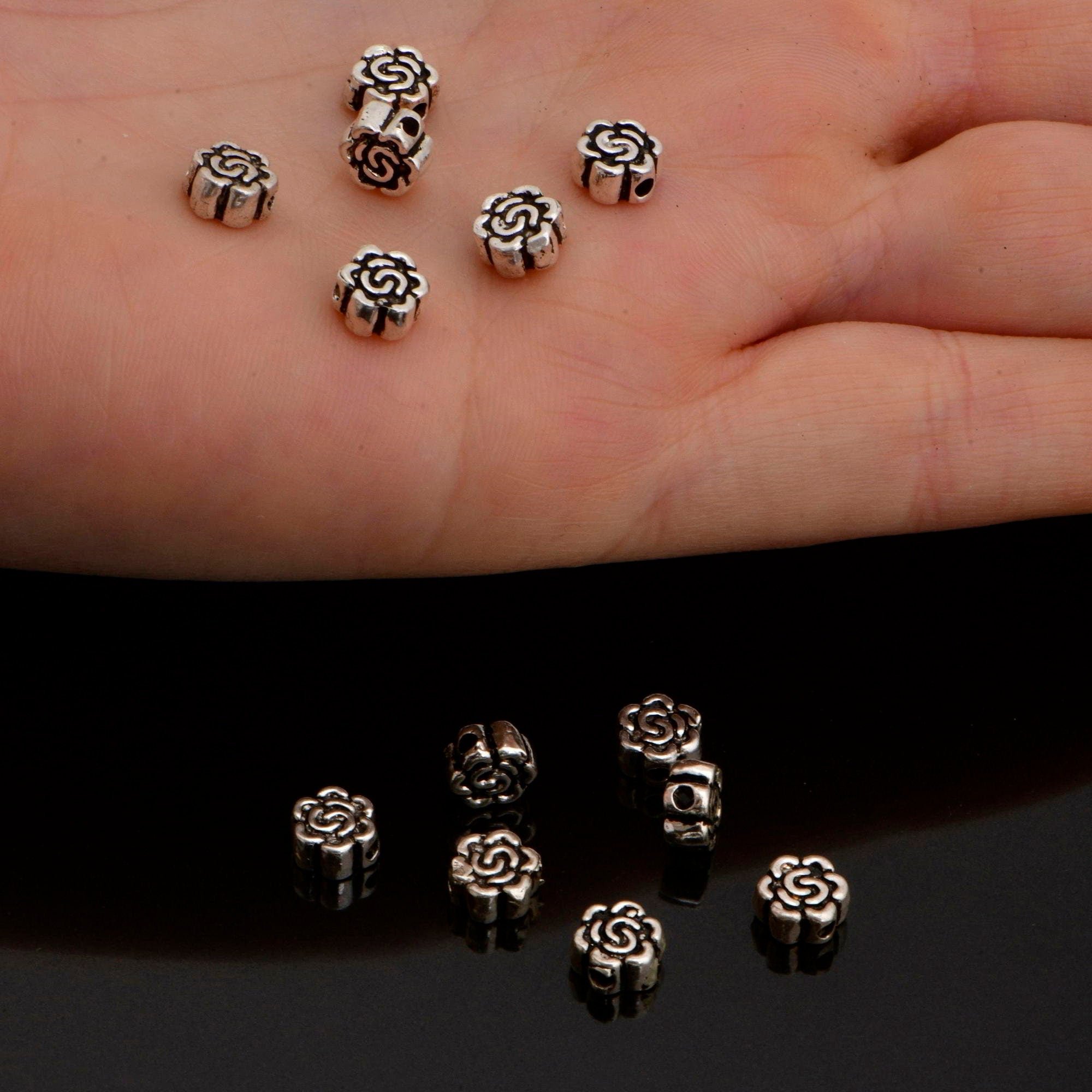 925 Sterling Silver Round Spacer Beads, Handmade Silver Spacer Beads, Solid Silver Spacer Beads, Jewelry Supply, M93