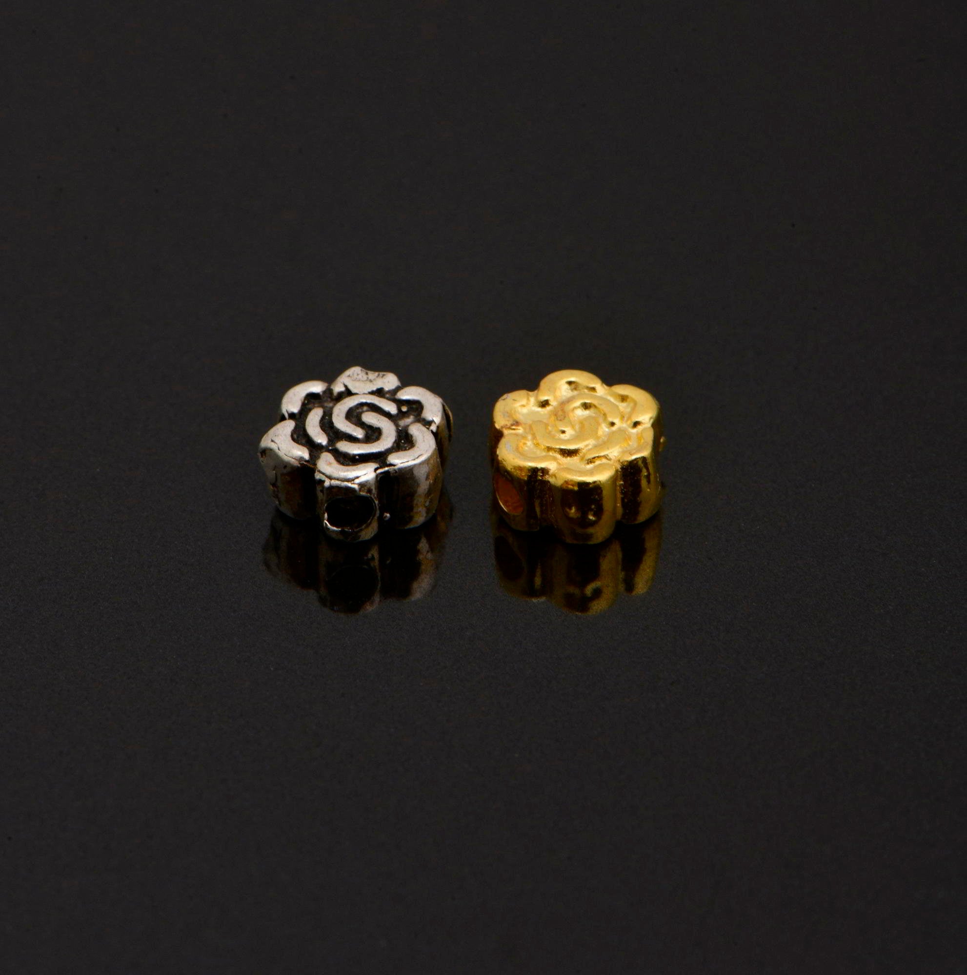 24K Gold Vermeil & 925 Silver Round Spacer Beads, Handmade Silver Spacer Beads in Gold, Silver Spacer Beads, Jewelry Supplies, M/VM93