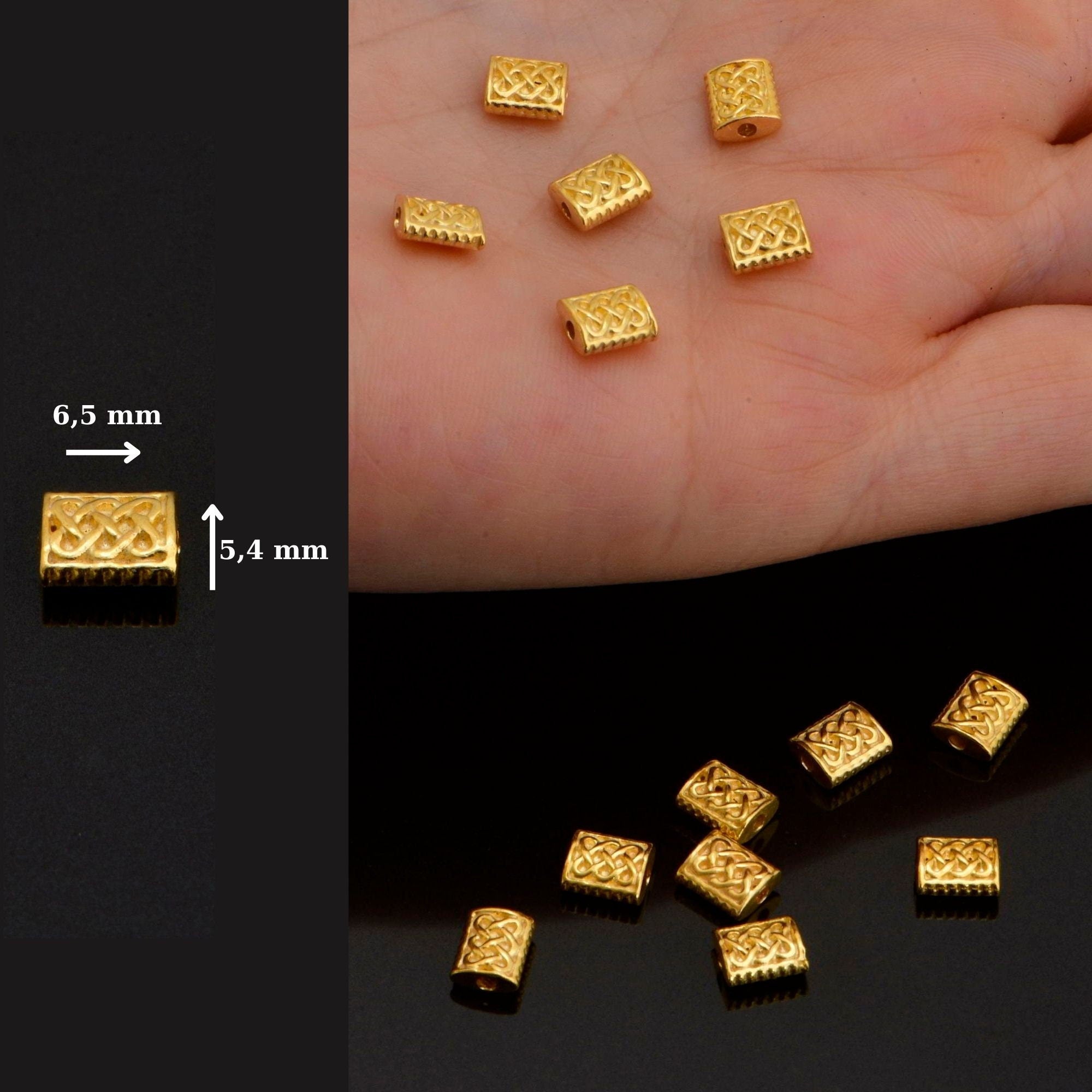 24K Gold Vermeil Flat Tube Spacer Beads, Handmade Silver Spacer Beads in 24K Gold, 925 Silver Spacer Beads, Jewelry Supplies, VM94