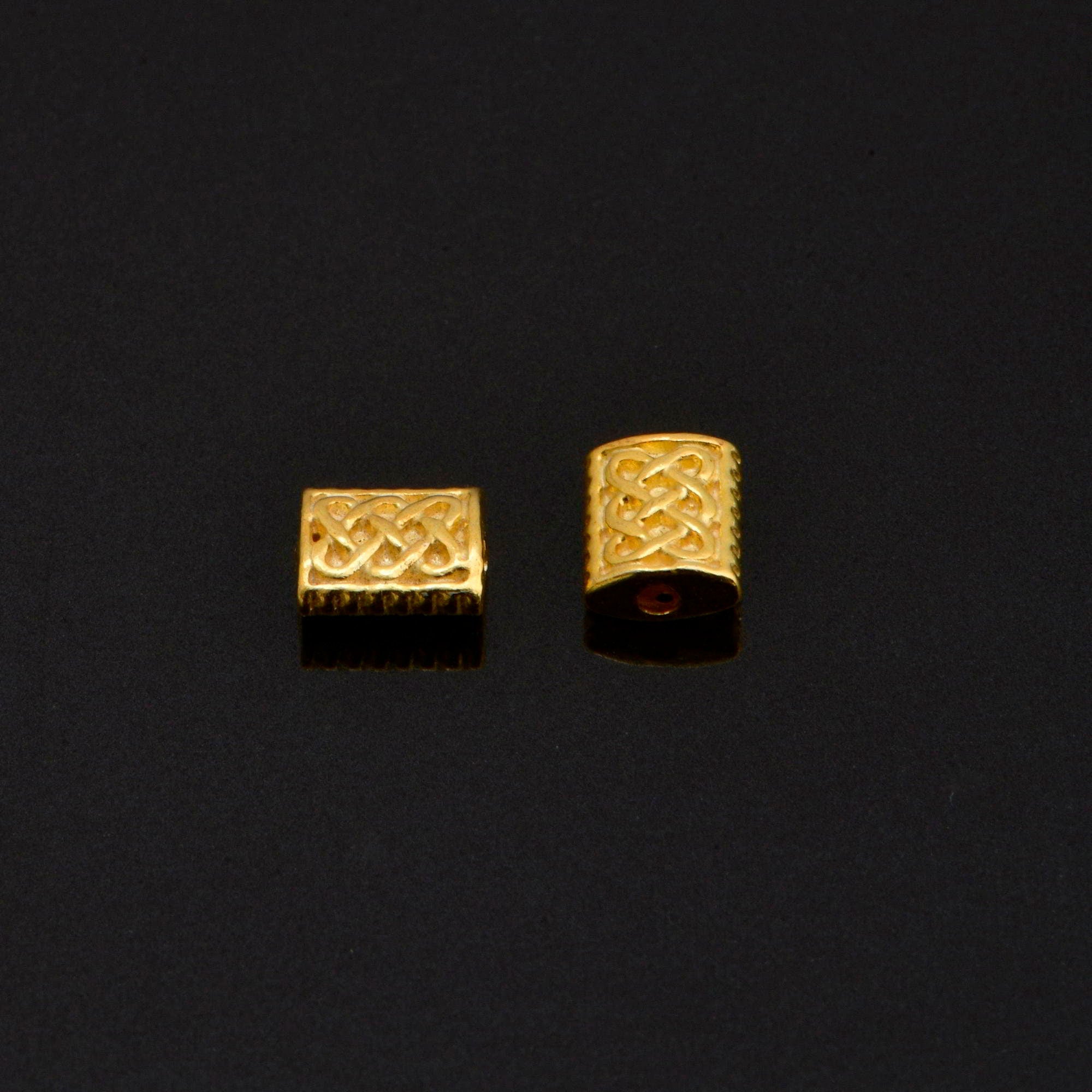 24K Gold Vermeil and 925 Silver Flat Tube Spacer Beads, Handmade Silver Spacer Beads İn Gold, Silver Spacer Beads, Jewelry Supplies, M/VM94