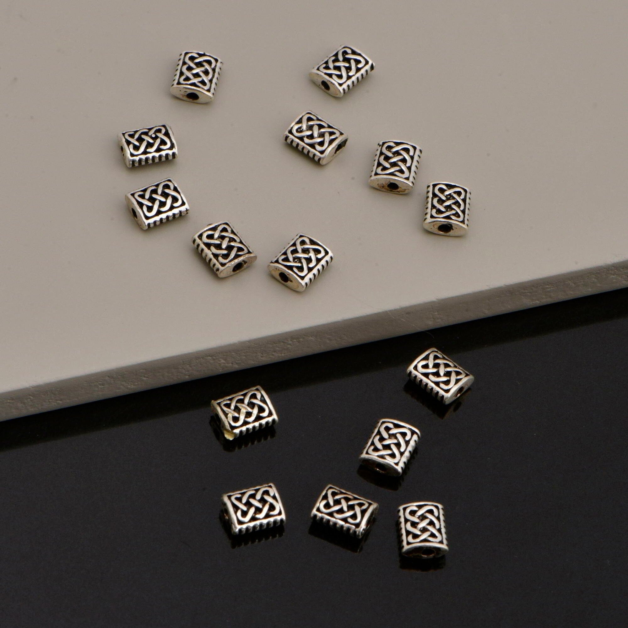 24K Gold Vermeil and 925 Silver Flat Tube Spacer Beads, Handmade Silver Spacer Beads İn Gold, Silver Spacer Beads, Jewelry Supplies, M/VM94