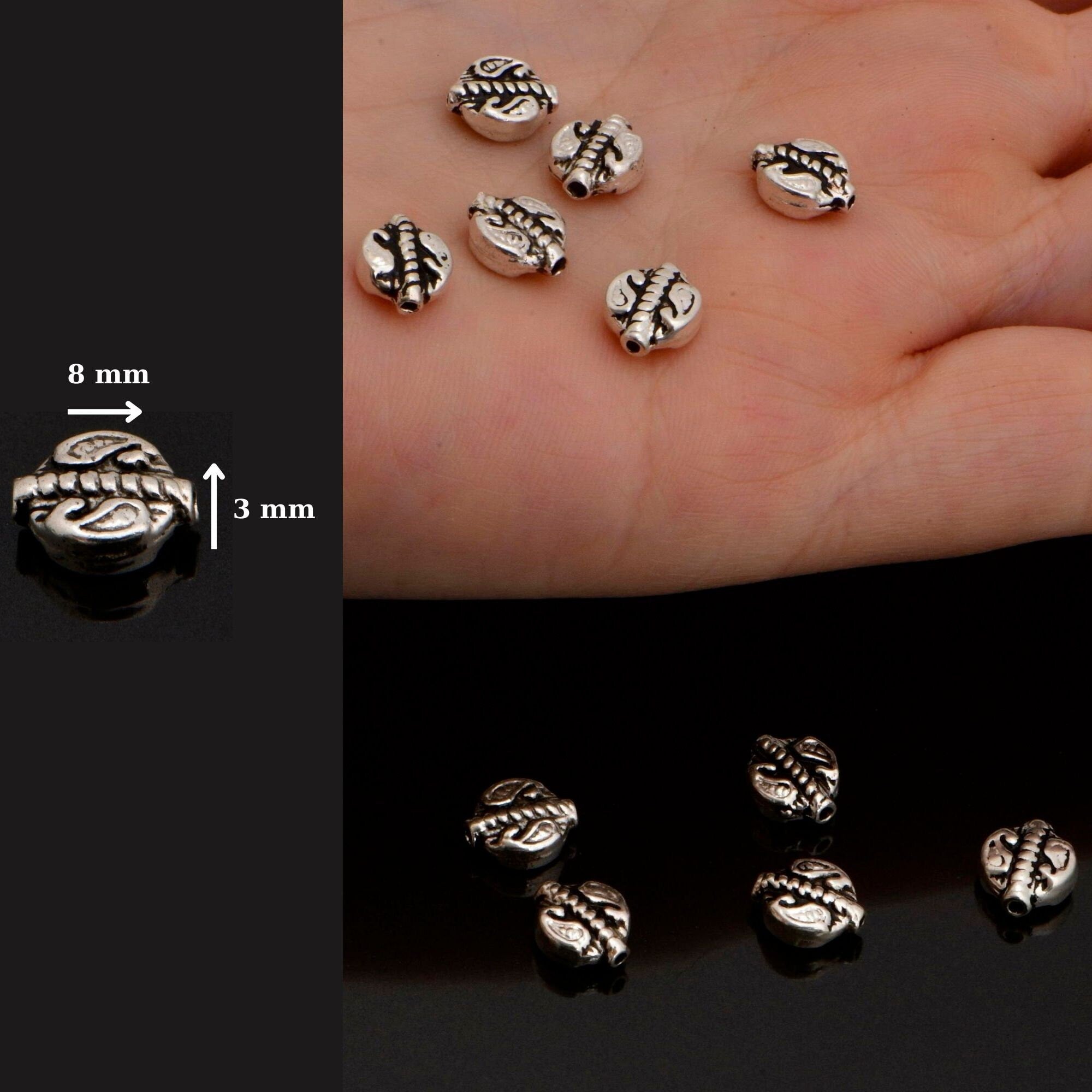 925 Sterling Silver Turtle Spacer Beads, Handmade Silver Spacer Beads, Solid Silver Spacer Beads, Jewelry Supply, M95