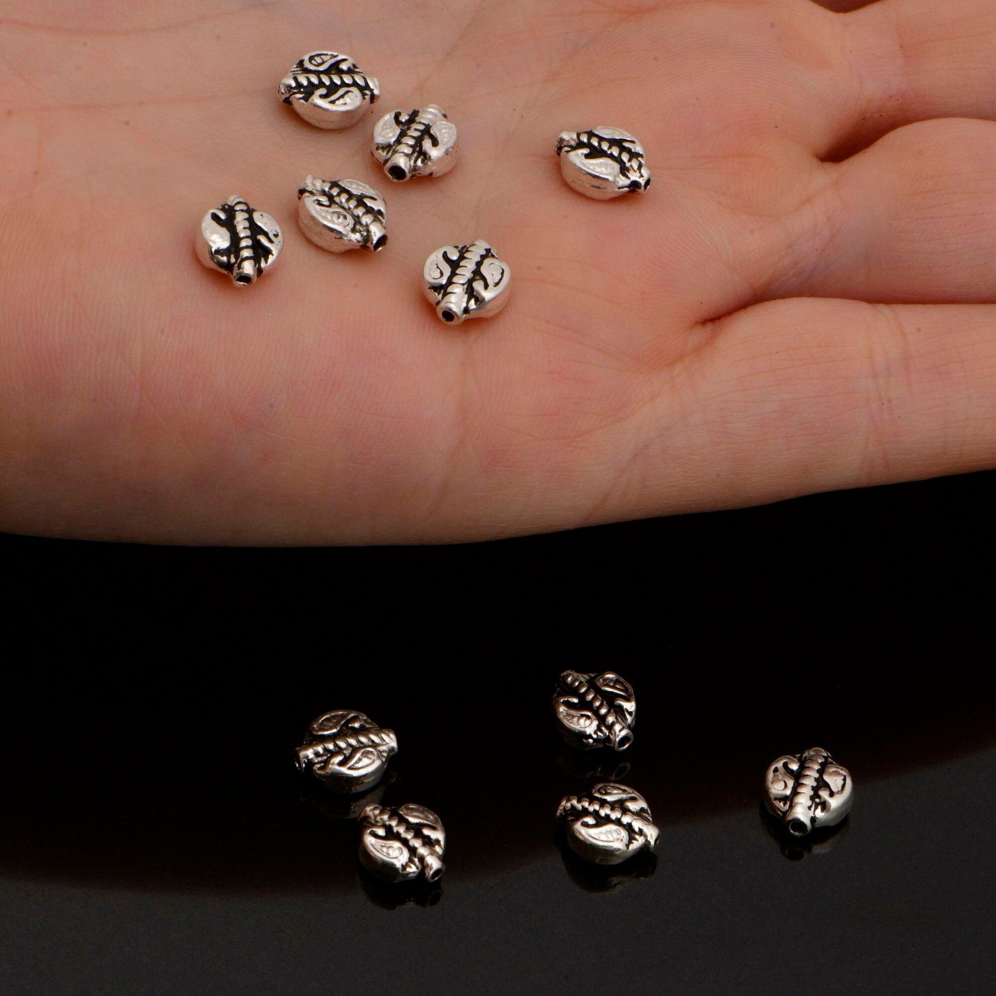 925 Sterling Silver Turtle Spacer Beads, Handmade Silver Spacer Beads, Solid Silver Spacer Beads, Jewelry Supply, M95