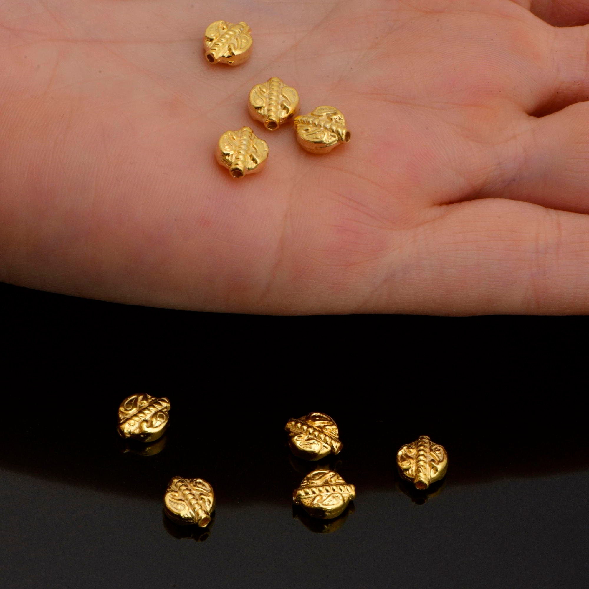 24K Gold Vermeil Turtle Spacer Beads, Handmade Silver Spacer Beads in 24K Gold, 925 Silver Spacer Beads, Jewelry Supplies, VM95